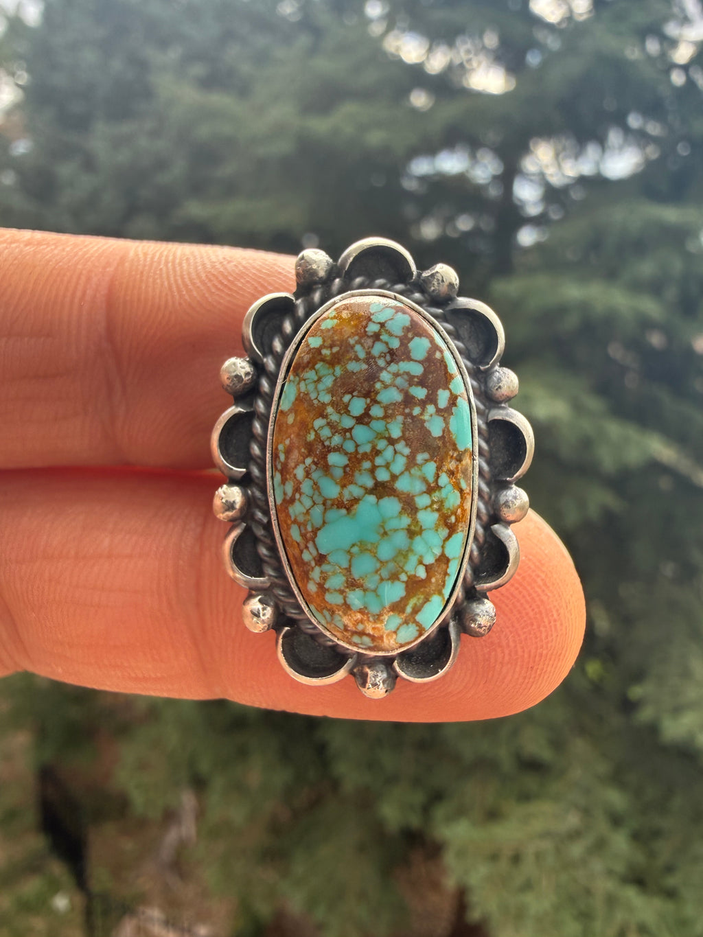 Freda Martinez Navajo Mine #8 Turquoise Ring Size 8.5
