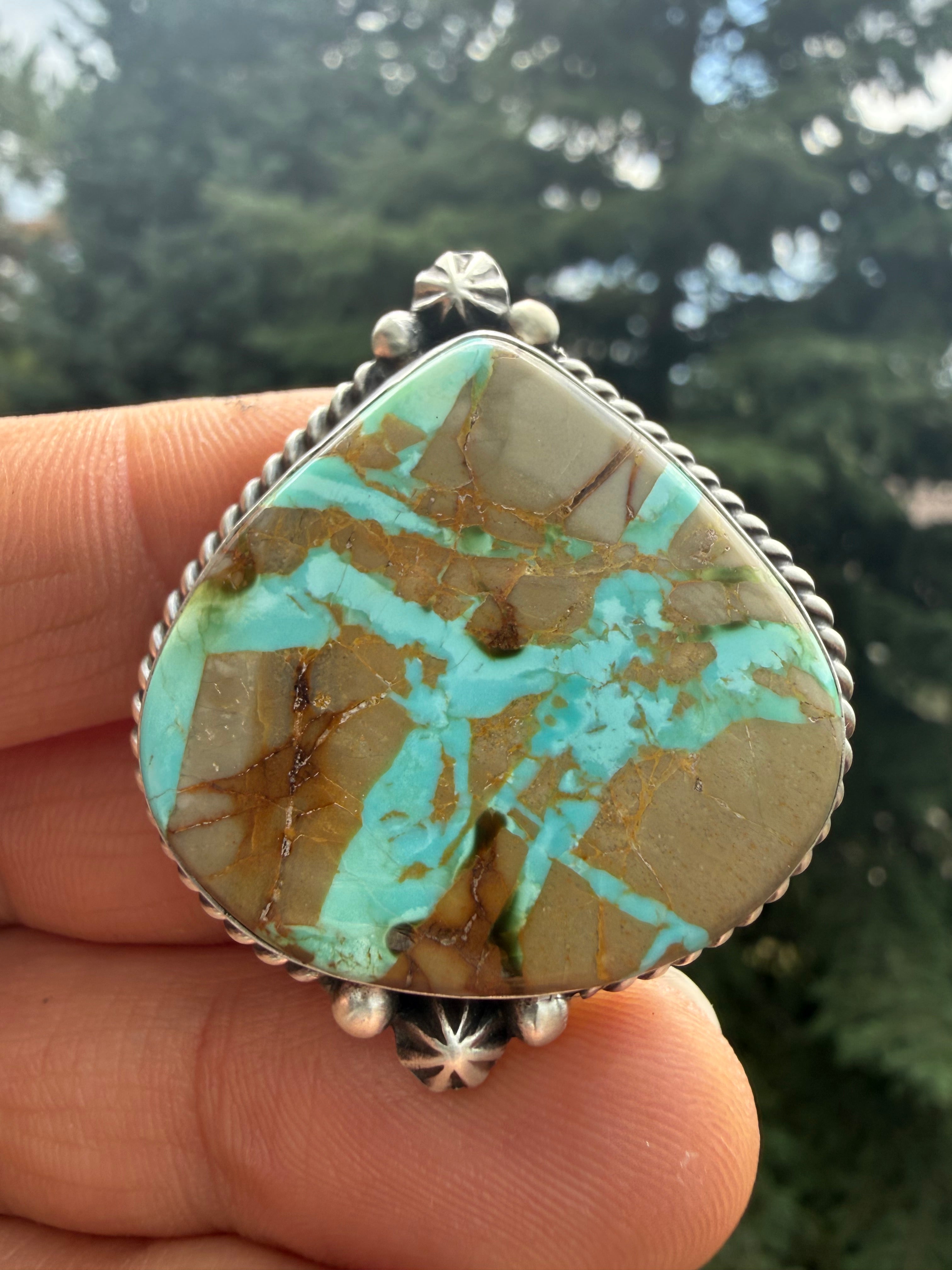 Johnny Dixon Navajo Royston Ribbon Turquoise Ring Size Adjustable
