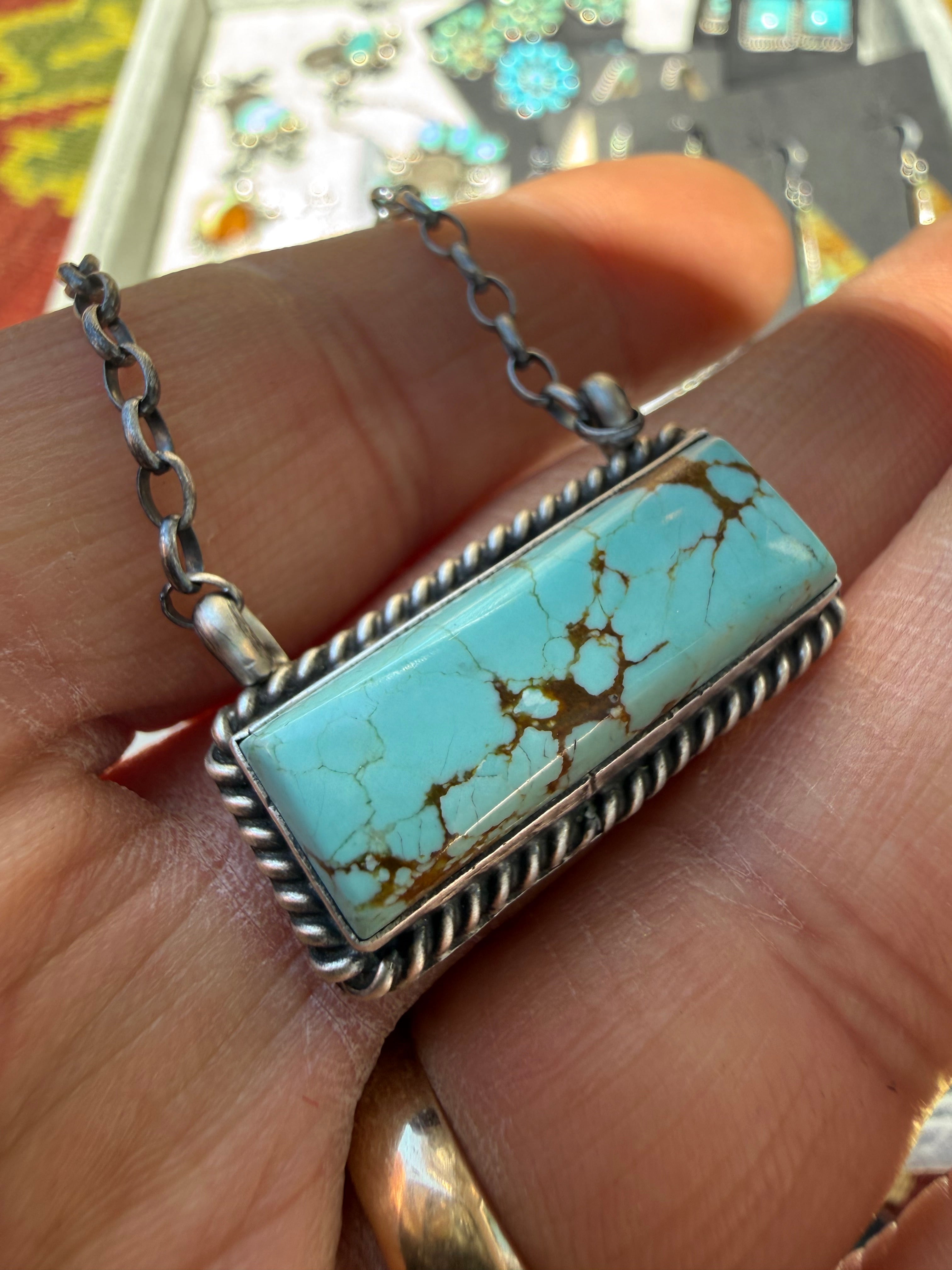Johnny Dixon Navajo #8 Turquoise Necklace 16”