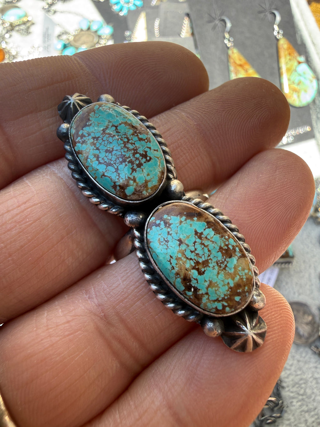 Johnny Dixon Navajo #8 Turquoise Ring SZ Adjustable