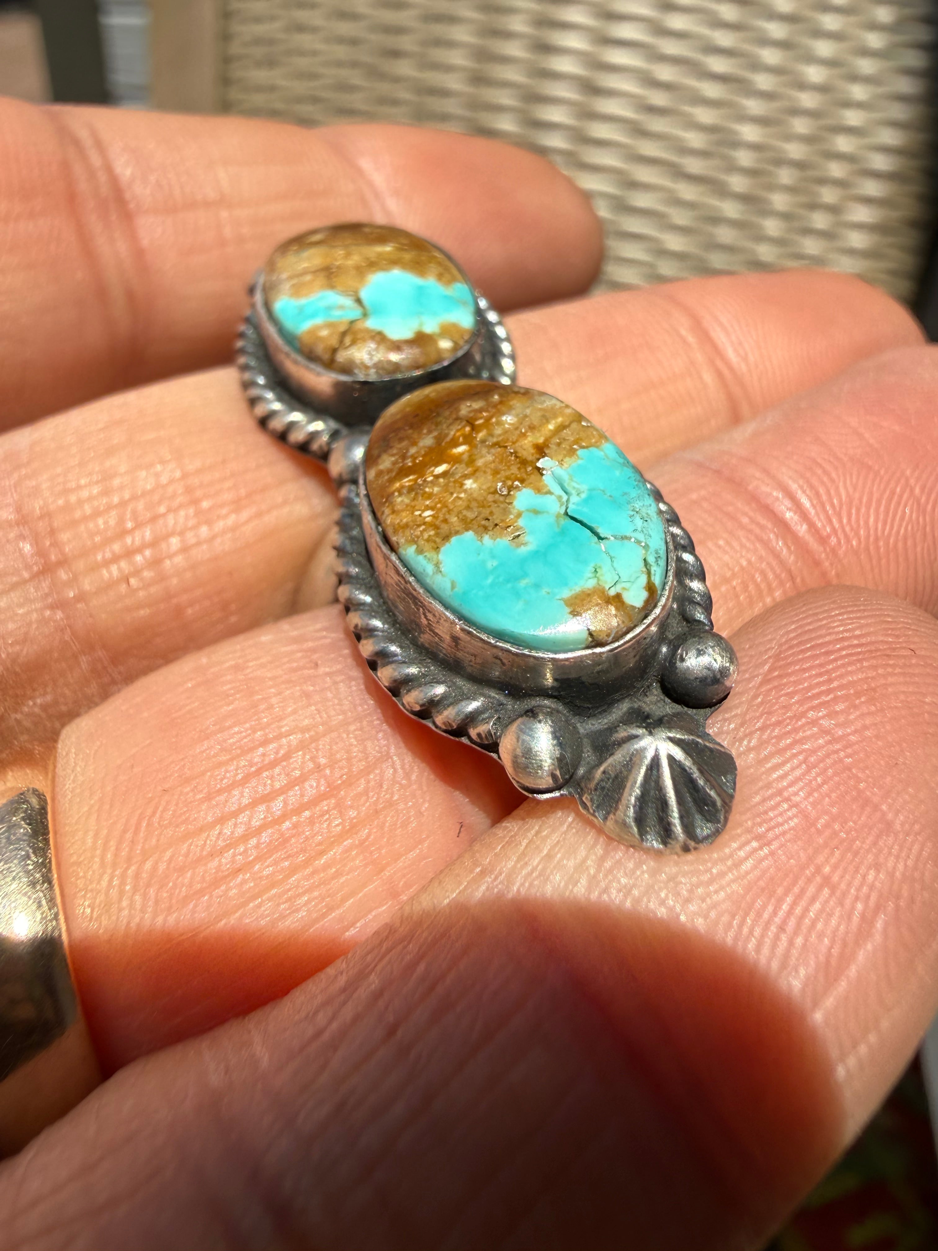 Johnny Dixon Navajo #8 Turquoise Ring SZ Adjustable