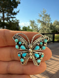Tina Jones Navajo Kingman Turquoise Butterfly Ring Adjustable