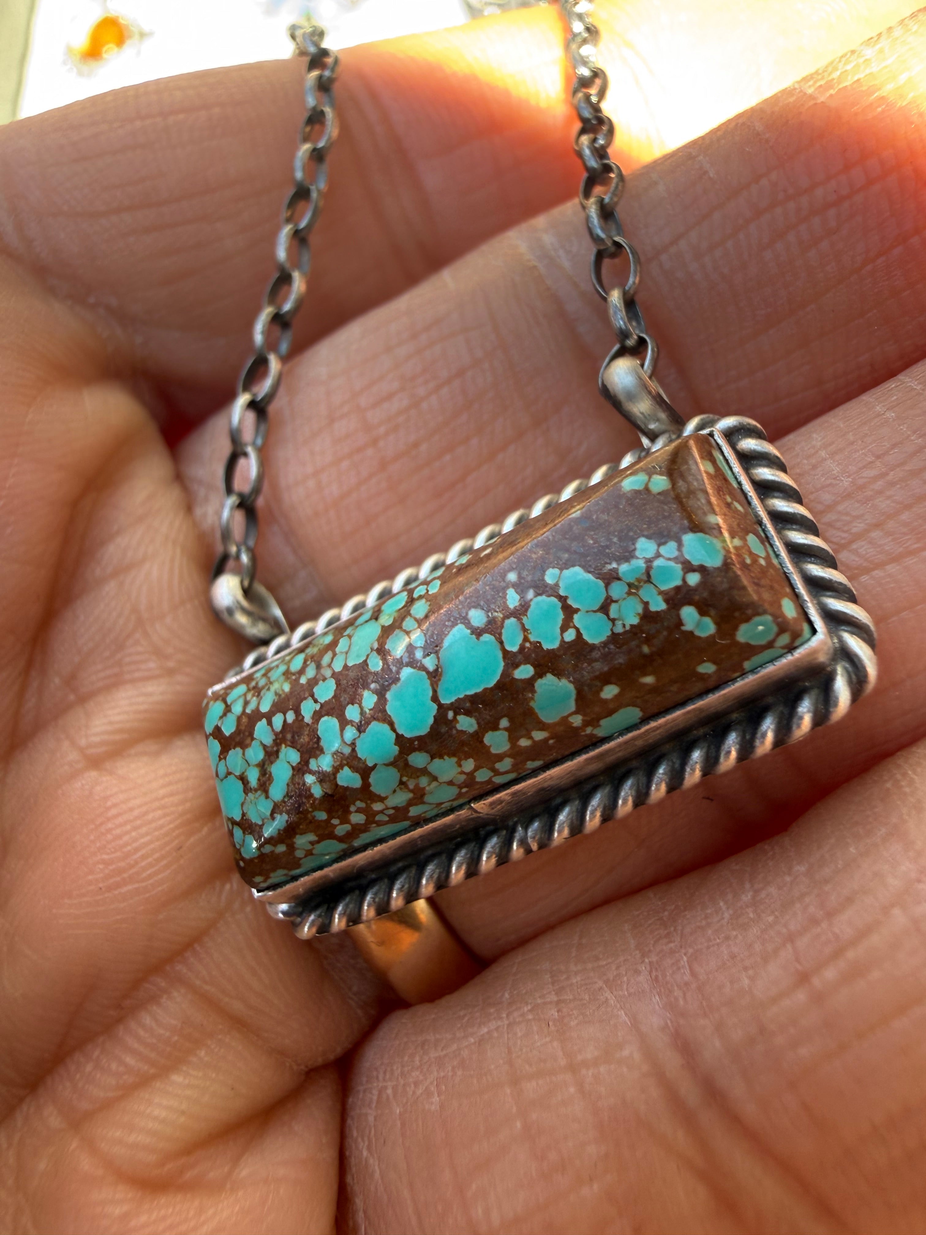 Johnny Dixon Navajo #8 Turquoise Necklace 16”
