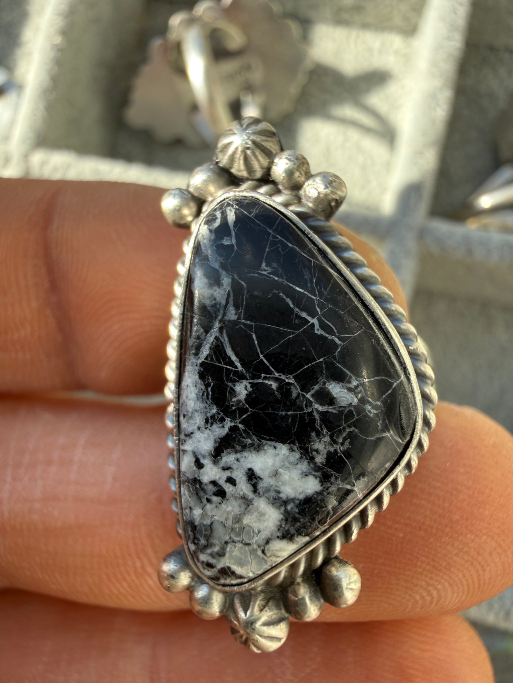 Freda Martinez Navajo Nevada White Buffalo Ring Size 8