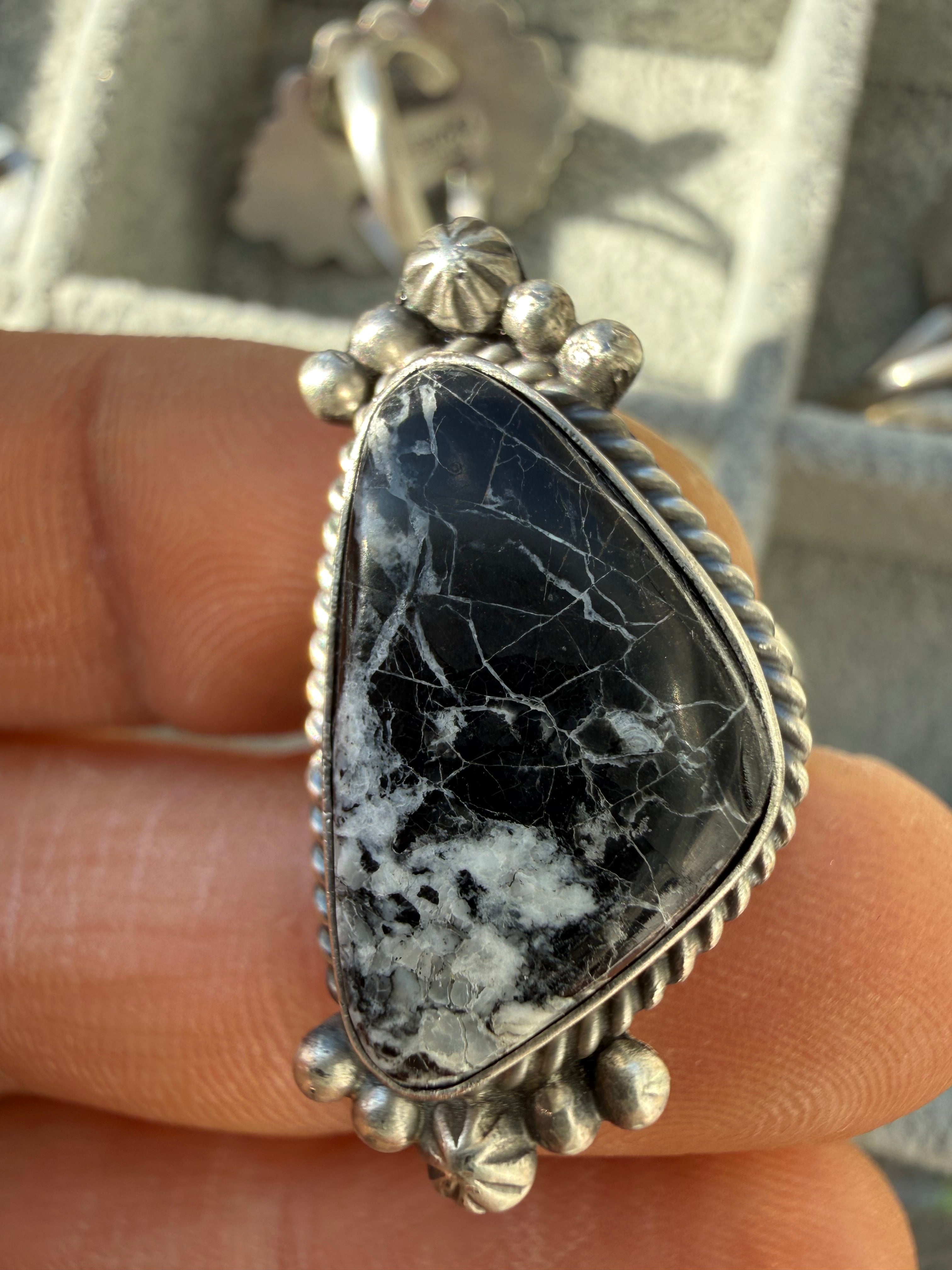 Freda Martinez Navajo Nevada White Buffalo Ring Size 8