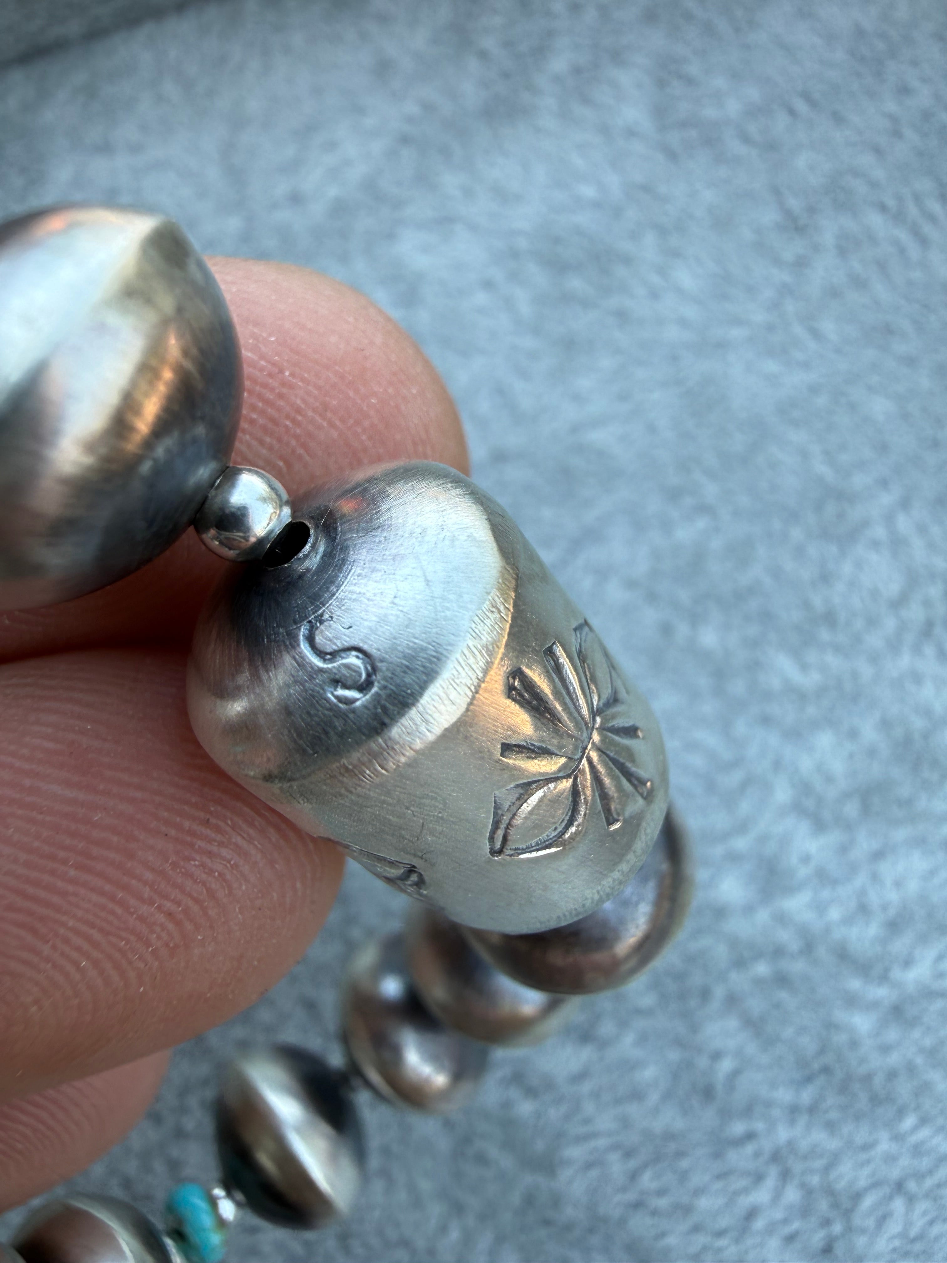 Sharon Cooley Handmade Navajo Pearl Barrel Bracelet SZ 6.5