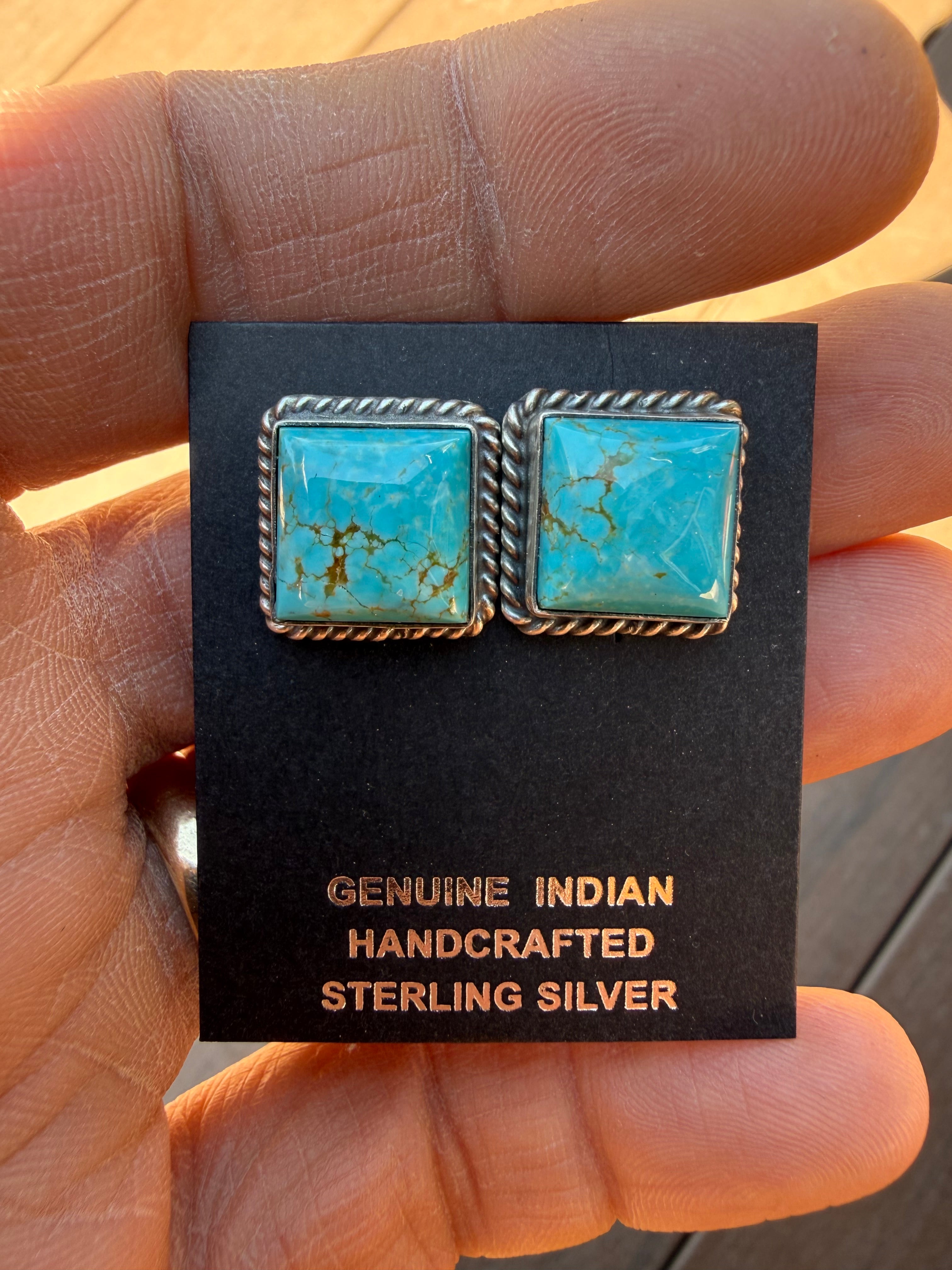 Judith Dixon Navajo #8 Turquoise Stud Earrings