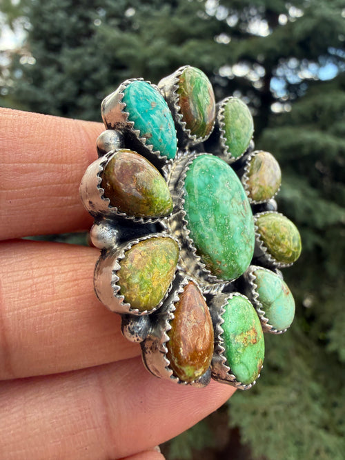 Annie Spencer Verde Valley Turquoise Cluster Ring Size Adjustable