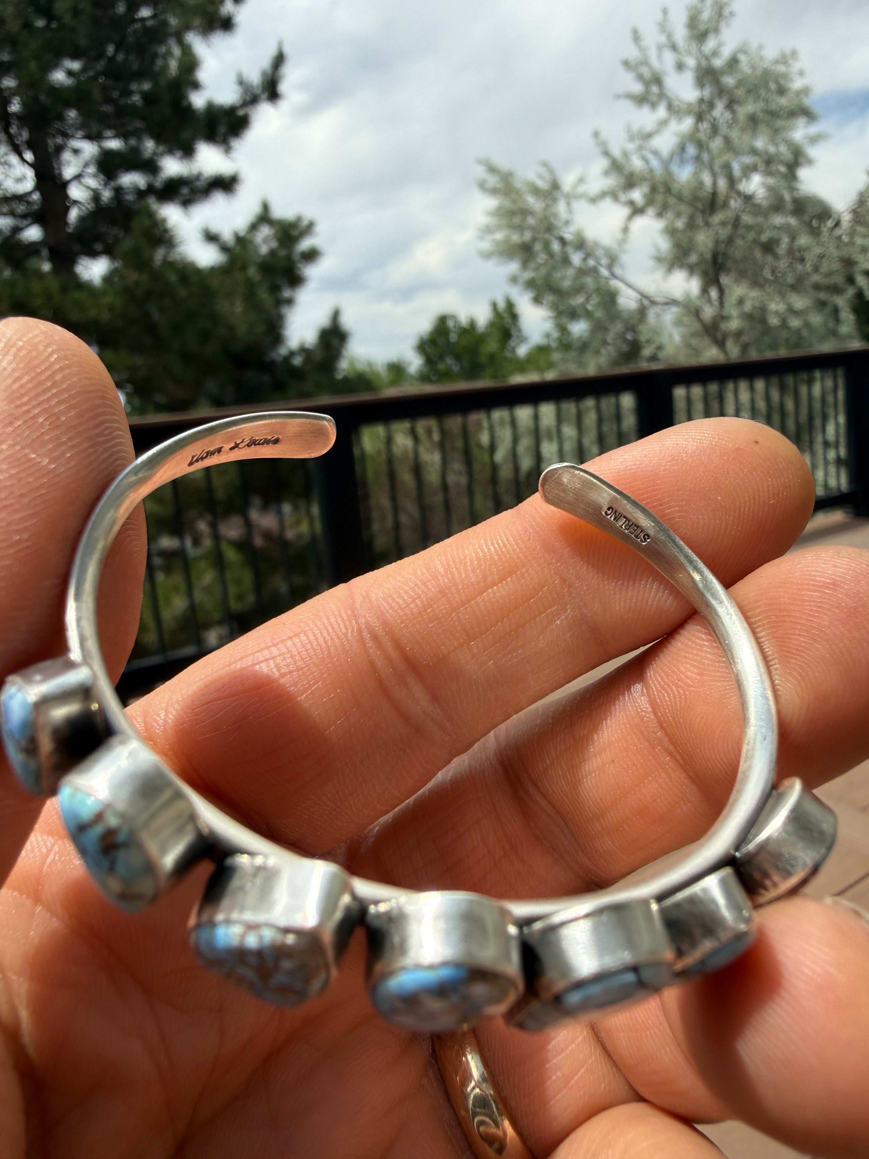 Tom Lewis Navajo Golden Hills Turquoise Cuff SZ 6.5