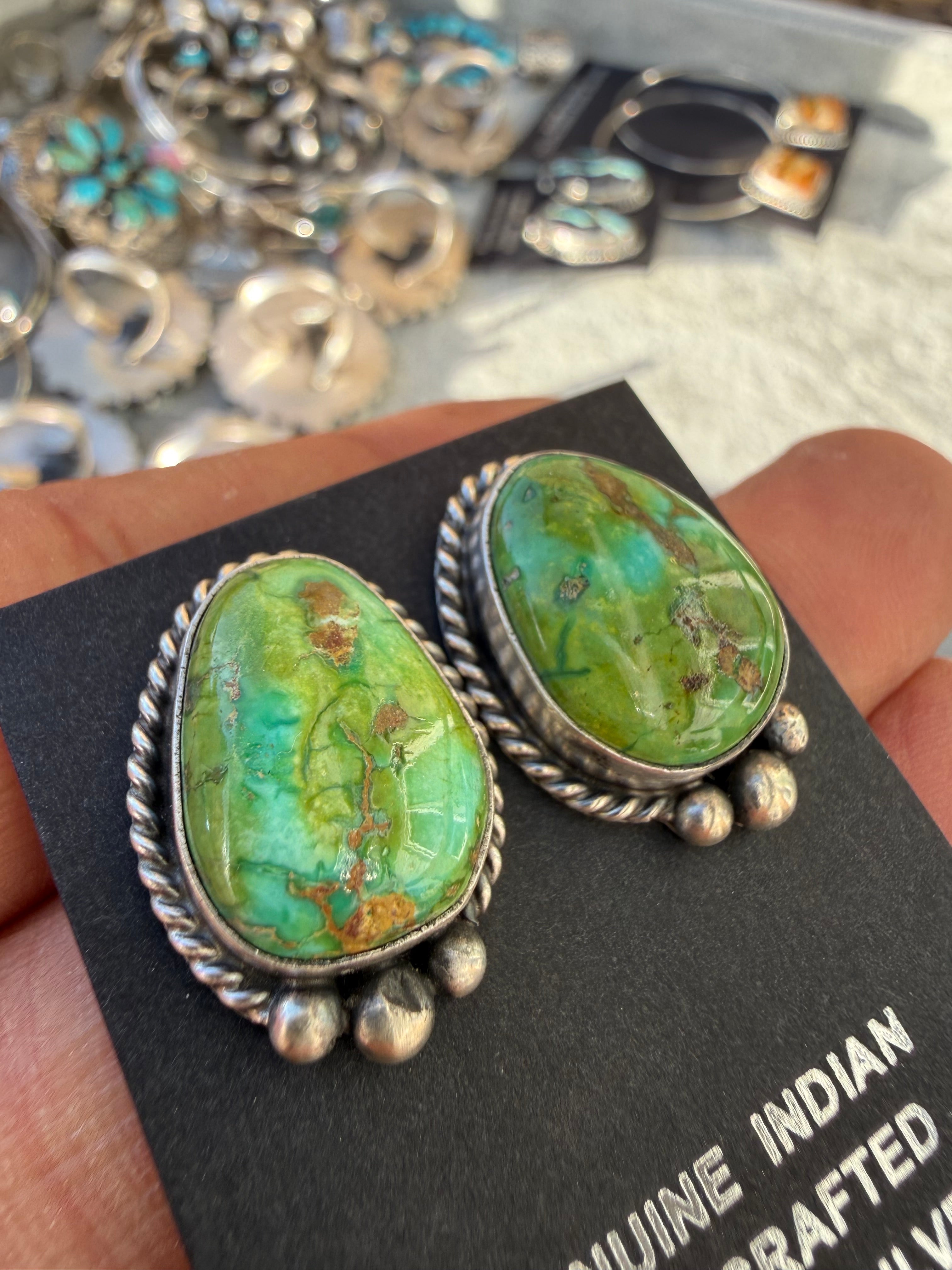 Johnny Dixon Navajo Sonoran Gold Turquoise Earrings