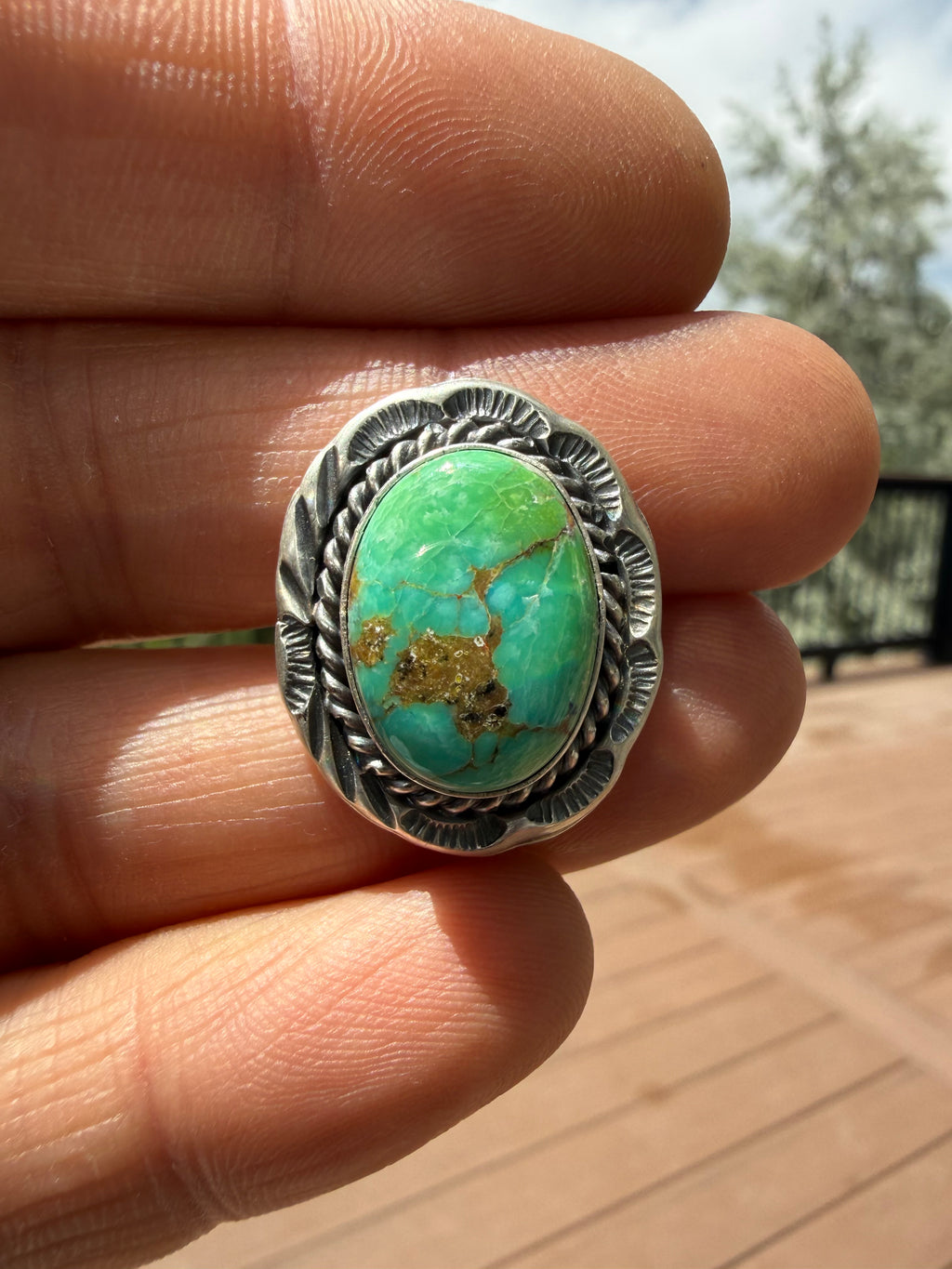 Freda Martinez Navajo Kingman Turquoise Ring SZ 6.5