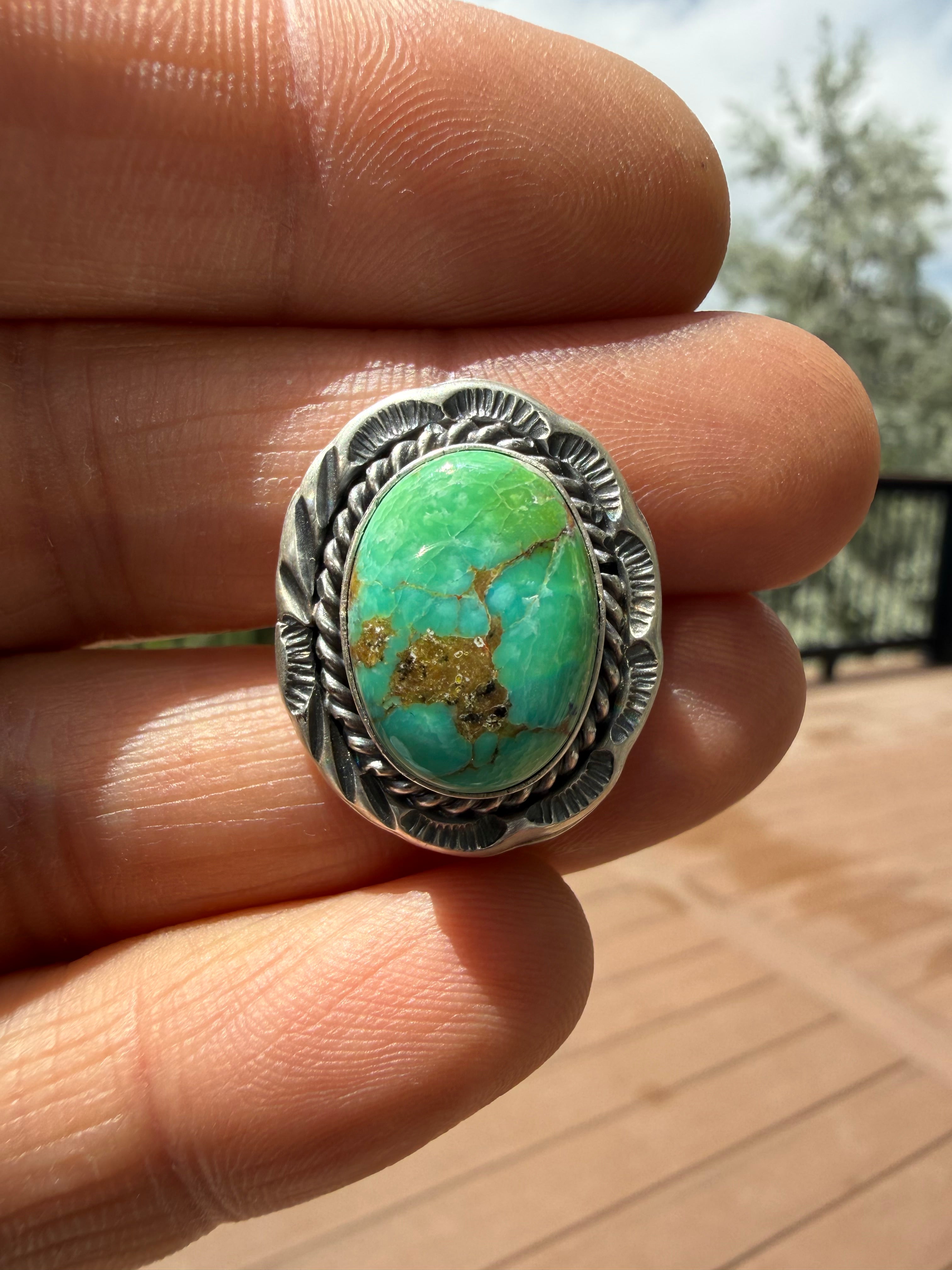 Freda Martinez Navajo Kingman Turquoise Ring SZ 6.5