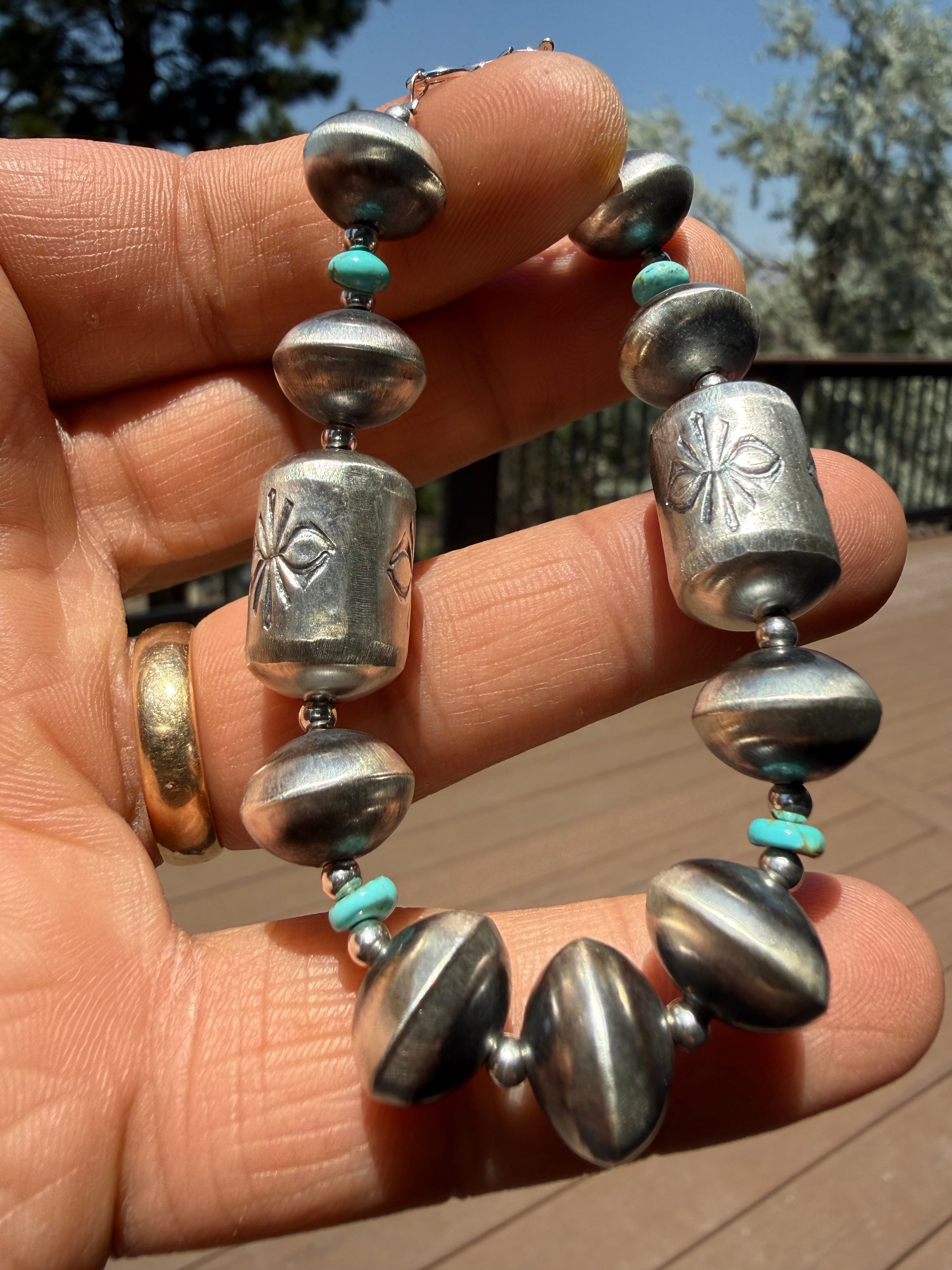 Sharon Cooley Handmade Navajo Pearl Barrel Bracelet SZ 6.5