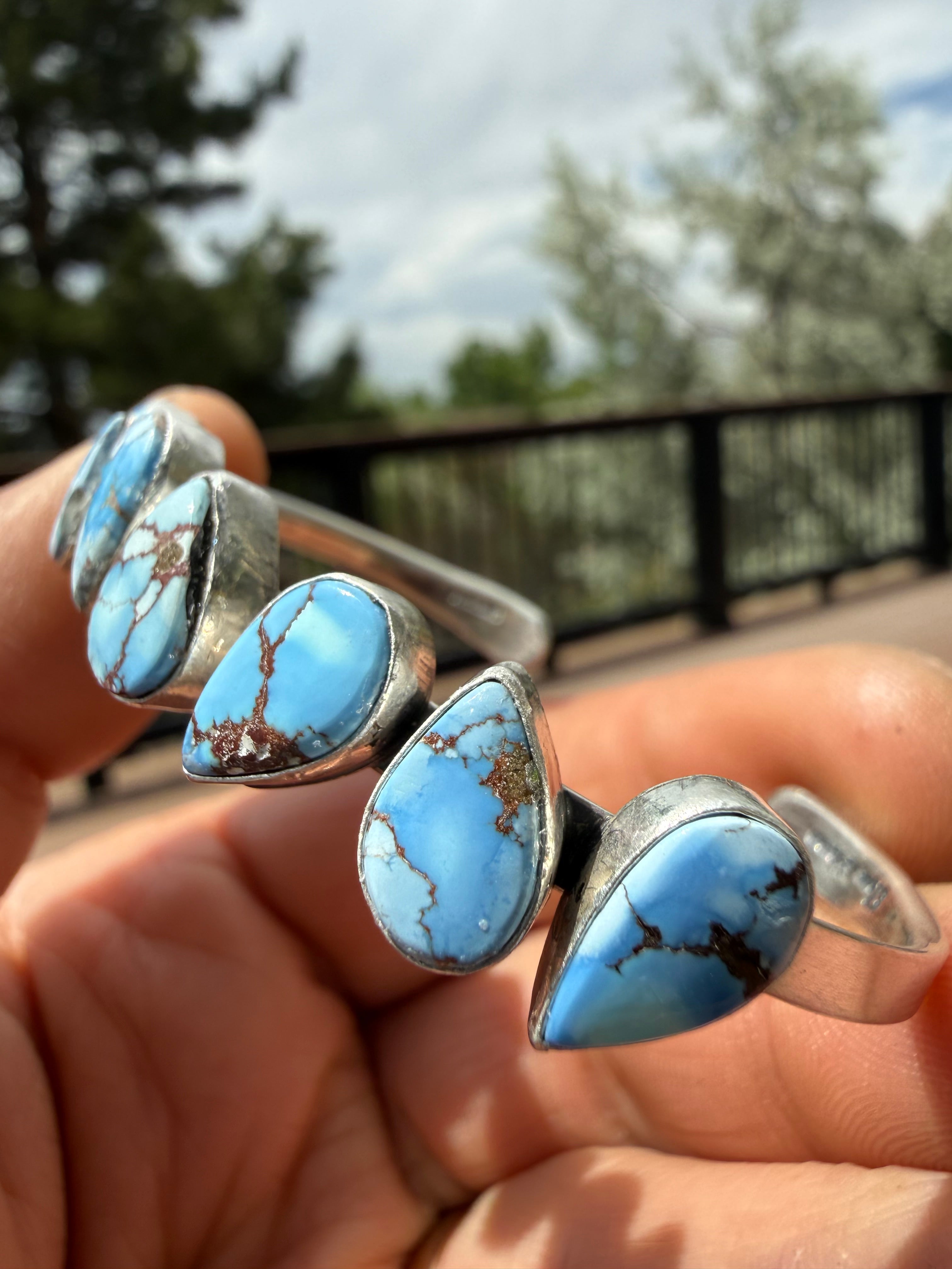 Tom Lewis Navajo Golden Hills Turquoise Cuff SZ 6.5