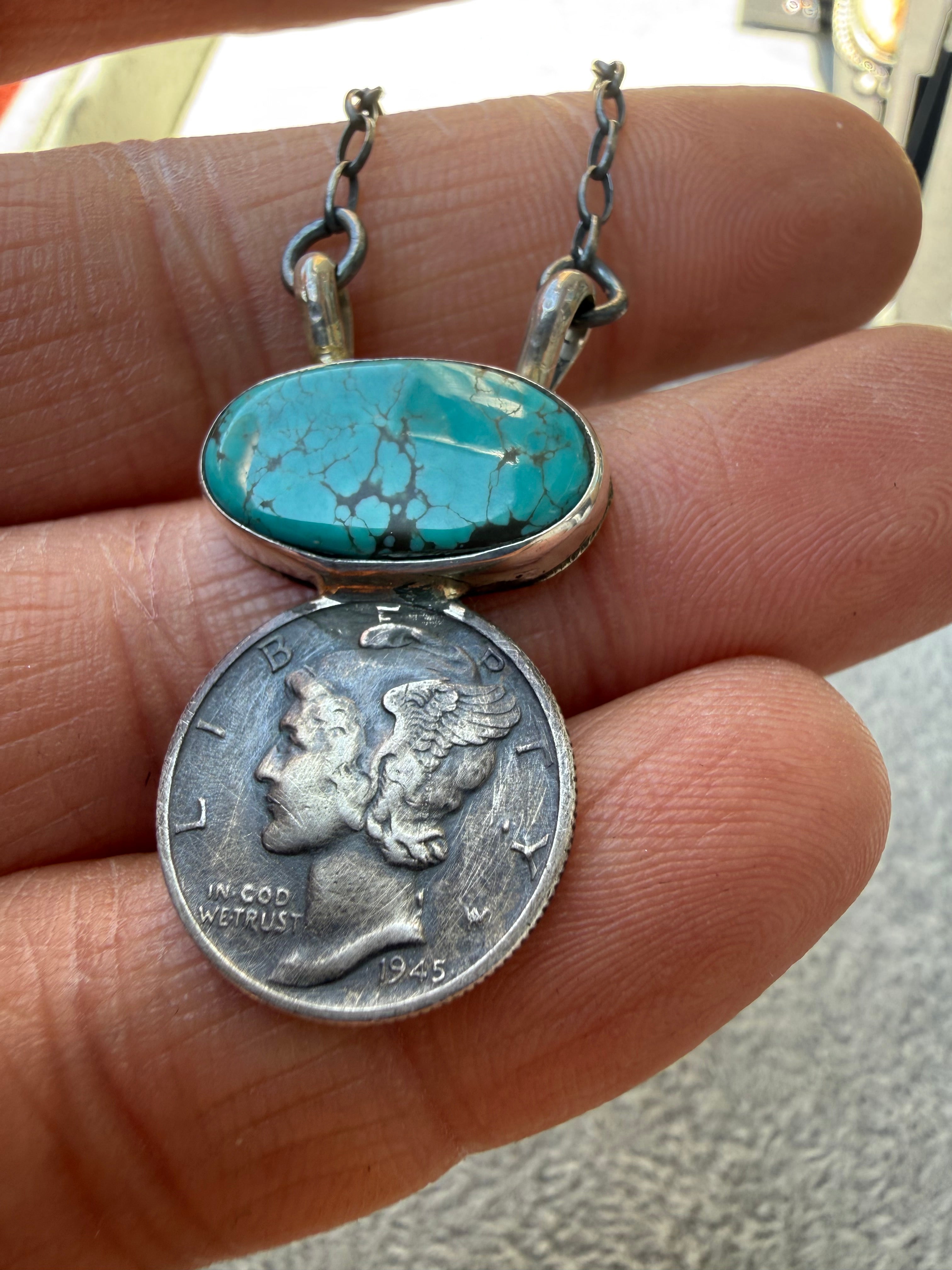 Keith Henry Navajo Carico Lake Turquoise Necklace 18”