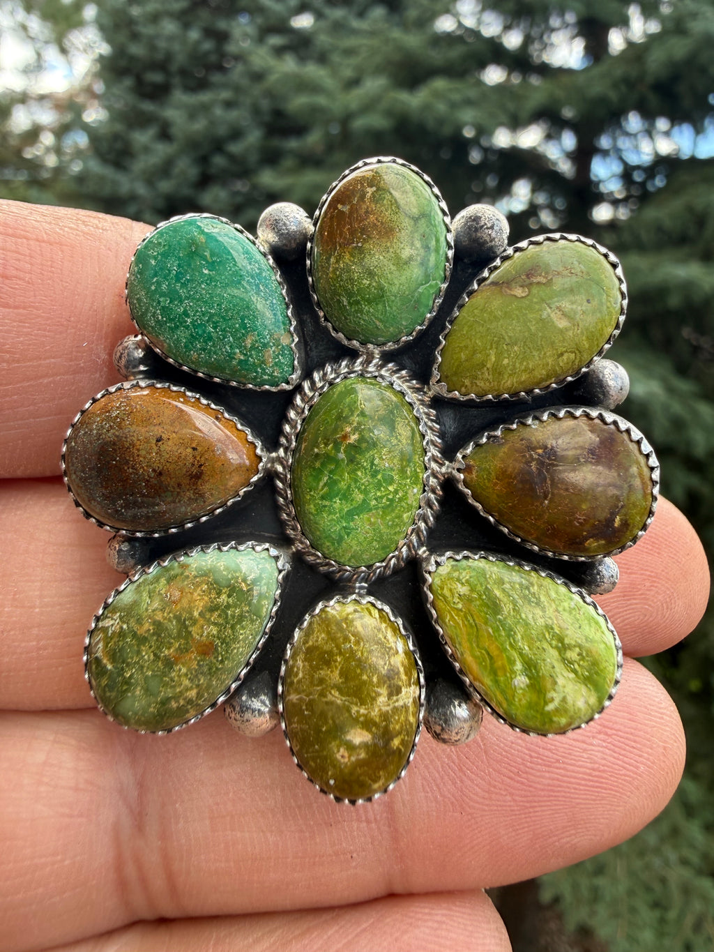 Annie Spencer Verde Valley Turquoise Cluster Ring Size Adjustable