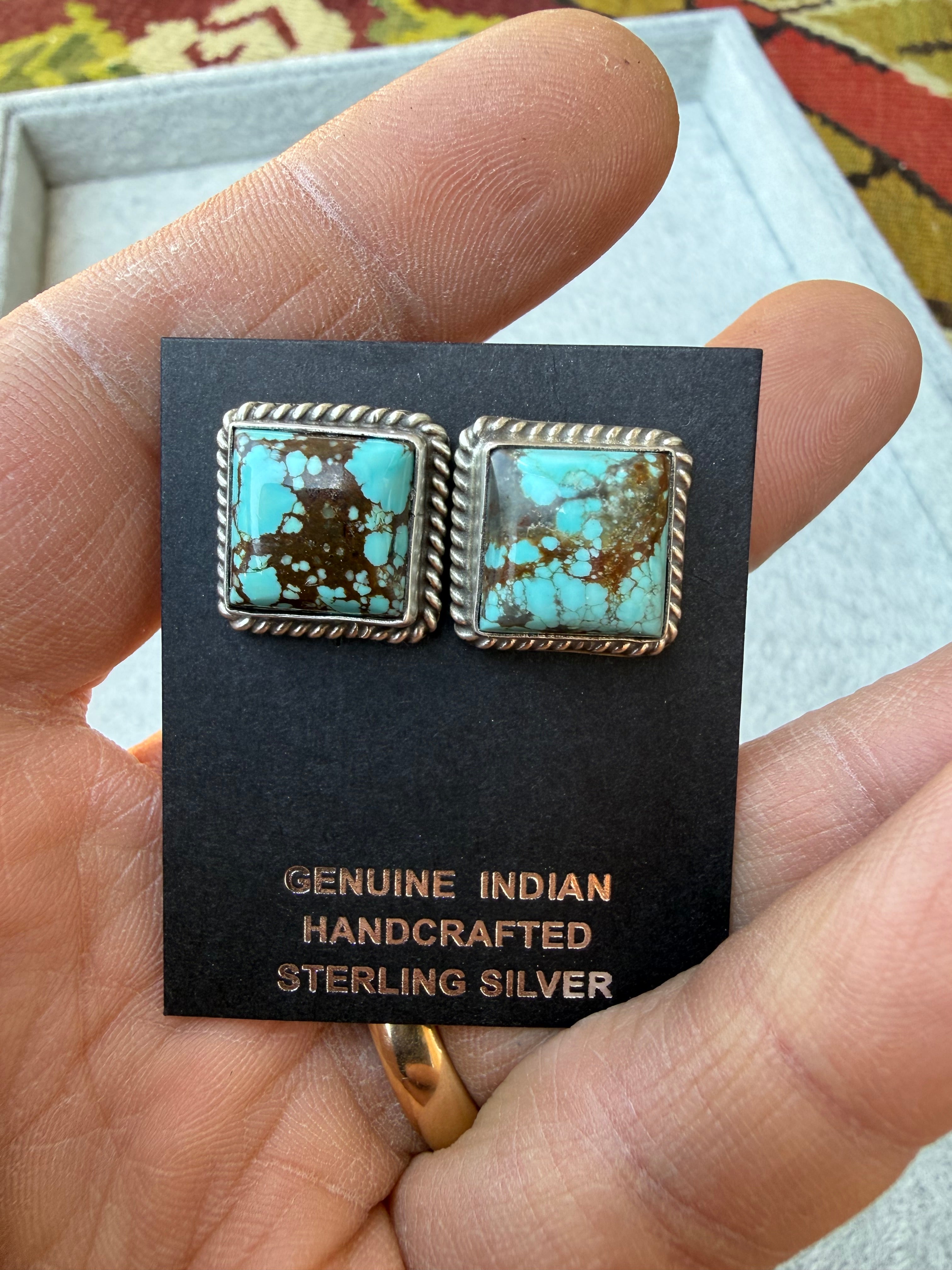 Judith Dixon Navajo #8 Turquoise Stud Earrings
