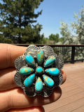 Kee Johnson Navajo Kingman Turquoise Cluster Ring Size Adjustable