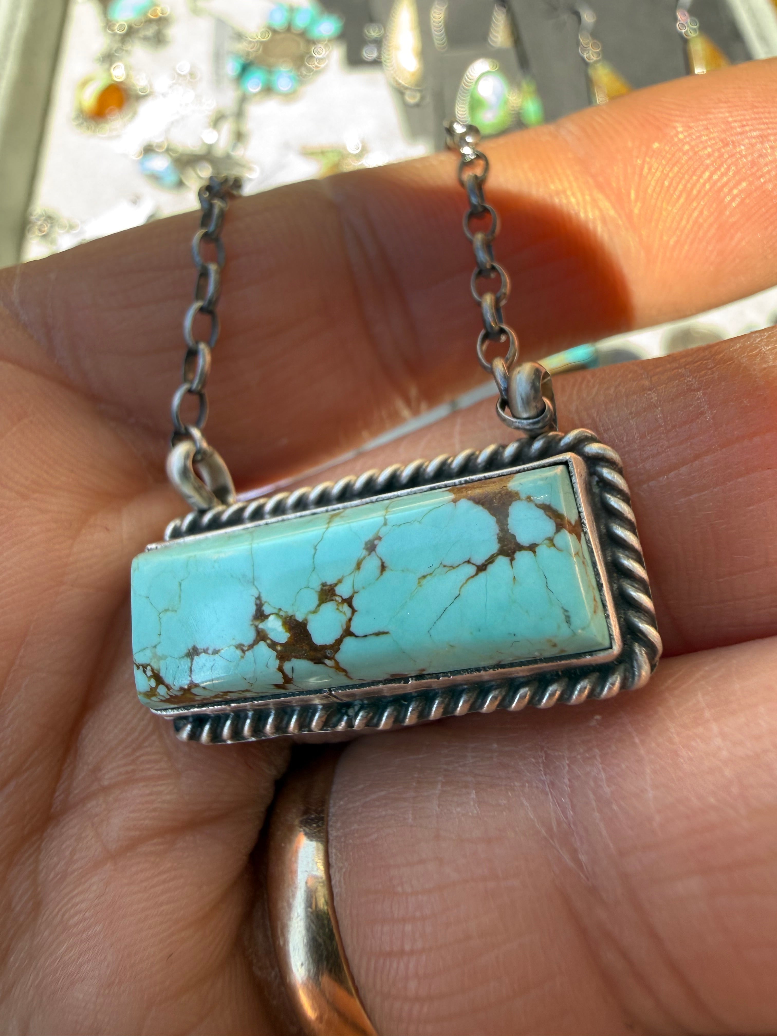 Johnny Dixon Navajo #8 Turquoise Necklace 16”