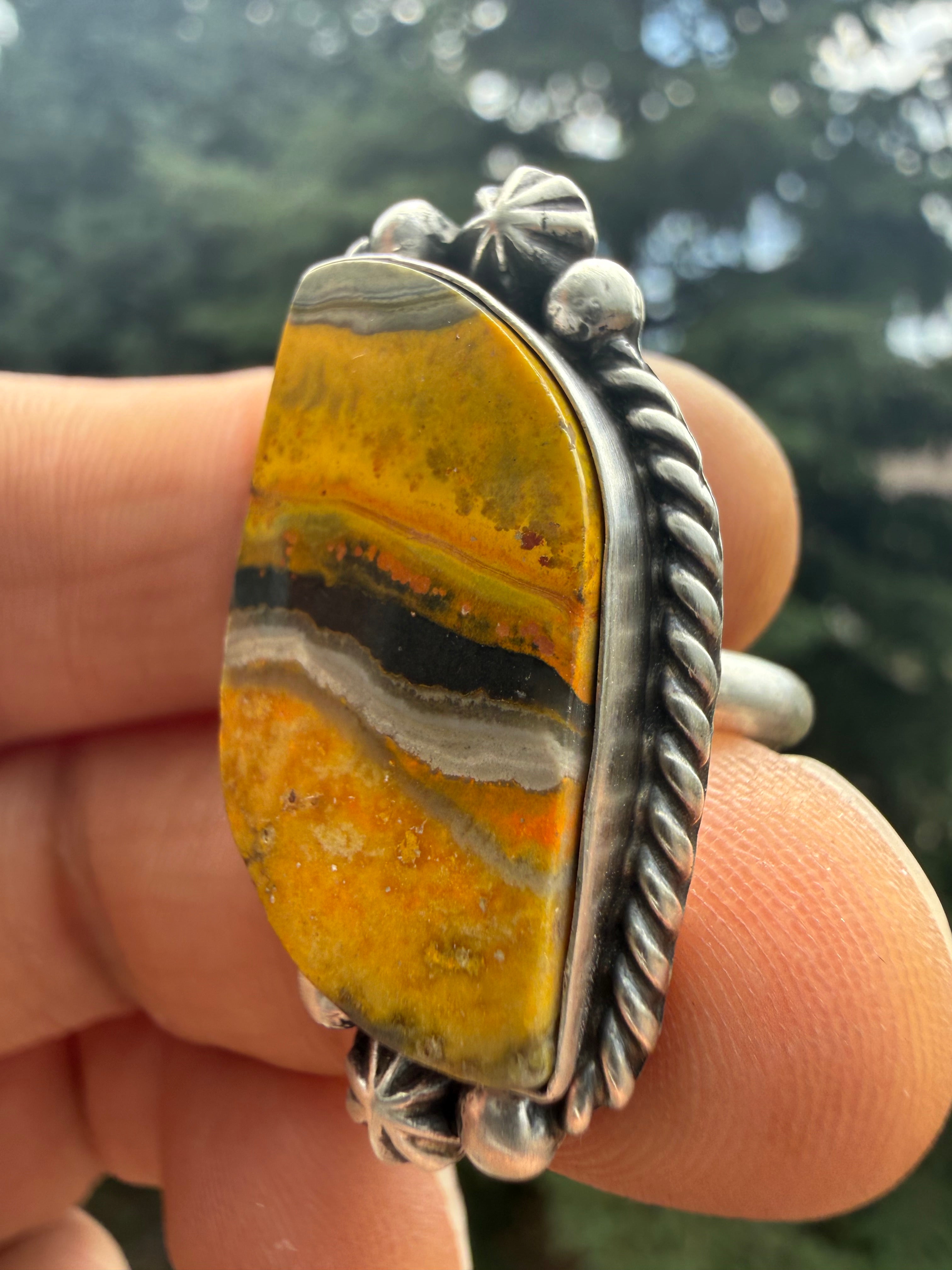 Johnny Dixon Navajo Bumblebee Jasper Ring Size Adjustable