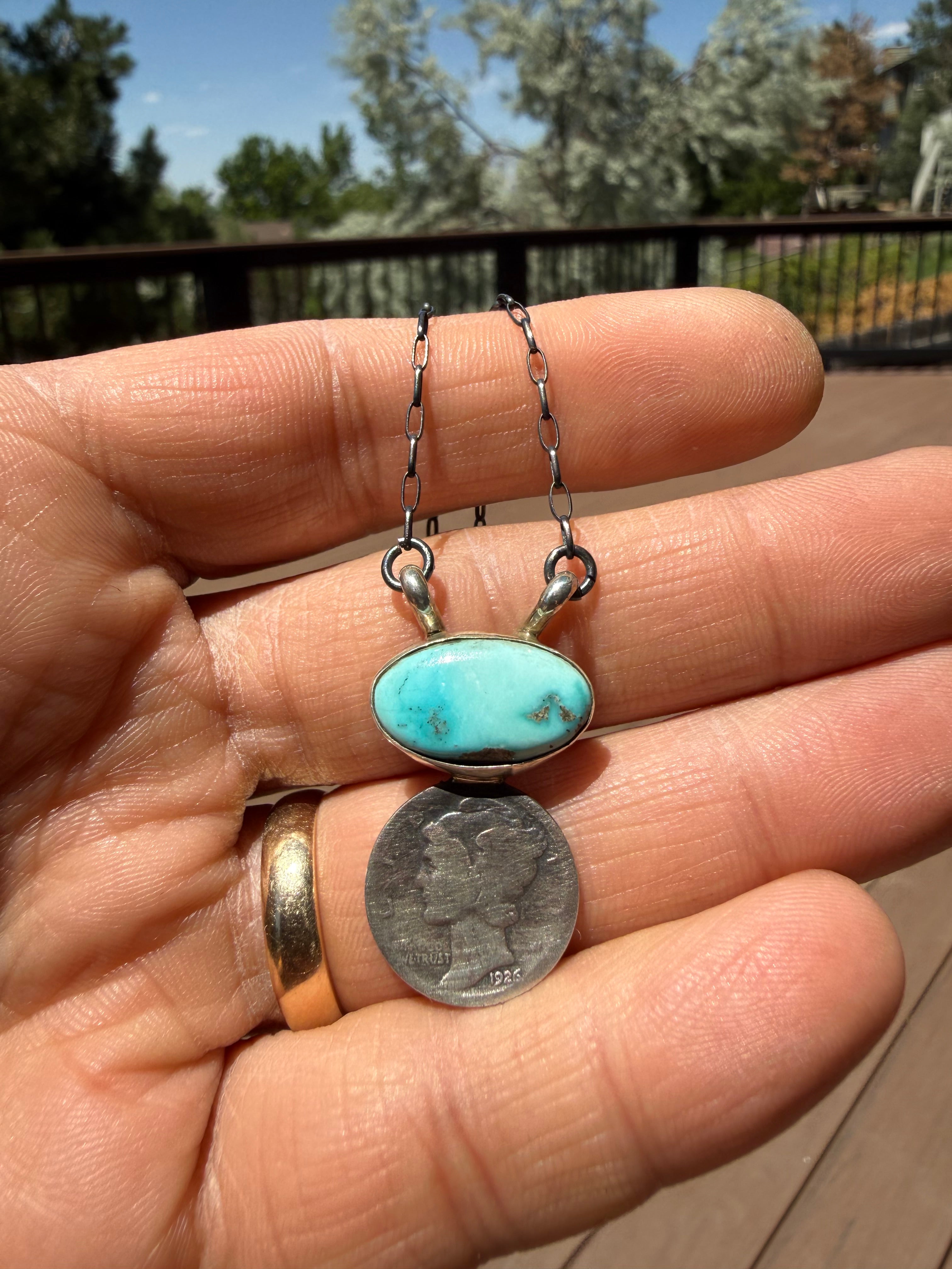 Keith Henry Navajo Carico Lake Turquoise Necklace 18”