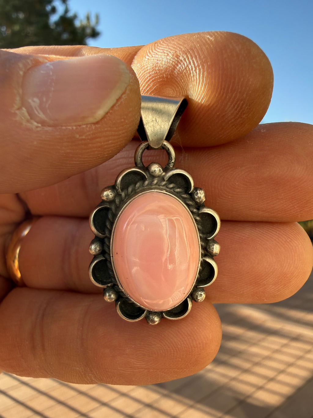 Freda Martinez Navajo Pink Conch Pendant
