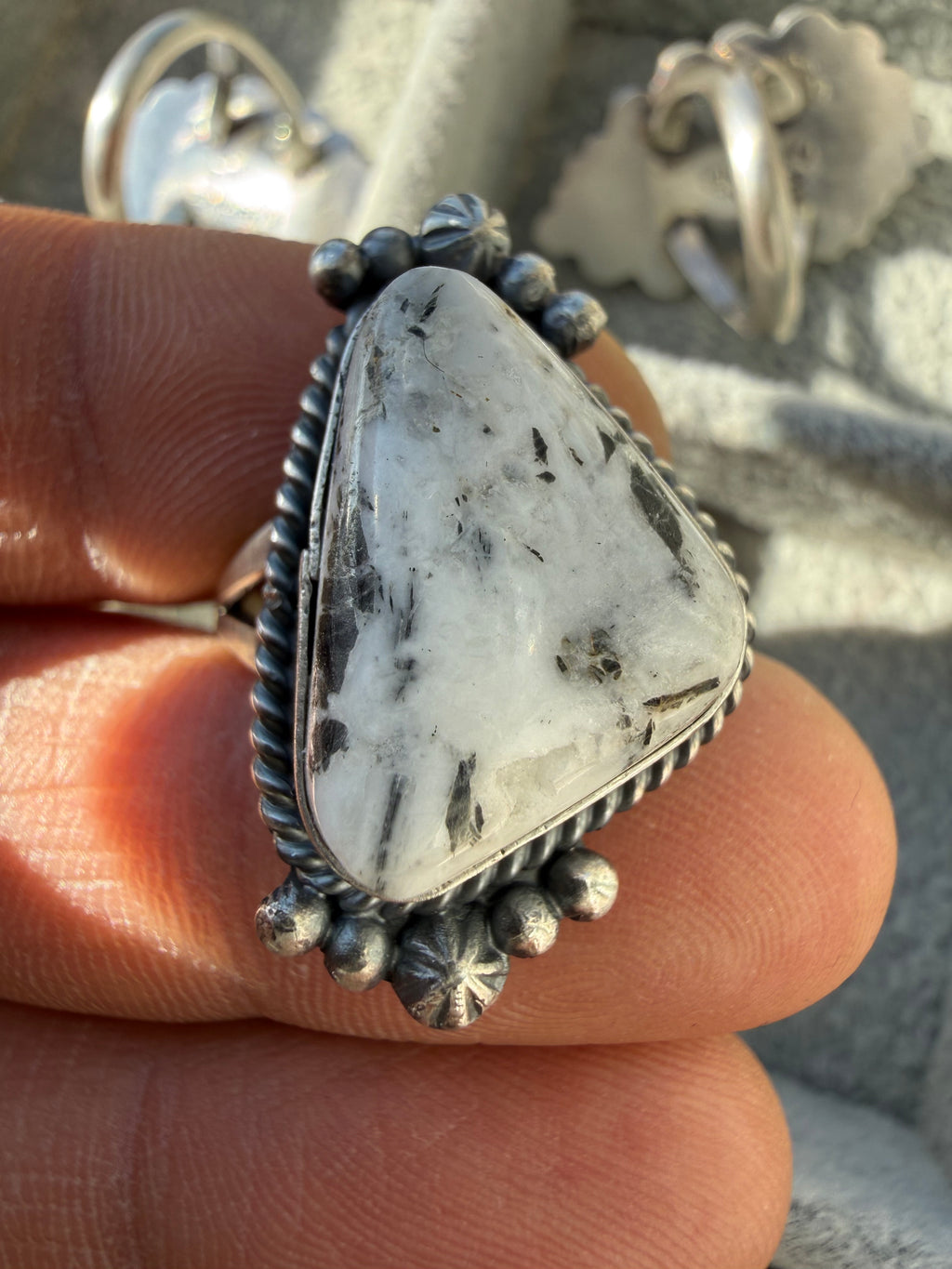 Freda Martinez Navajo Nevada White Buffalo Ring Size 9