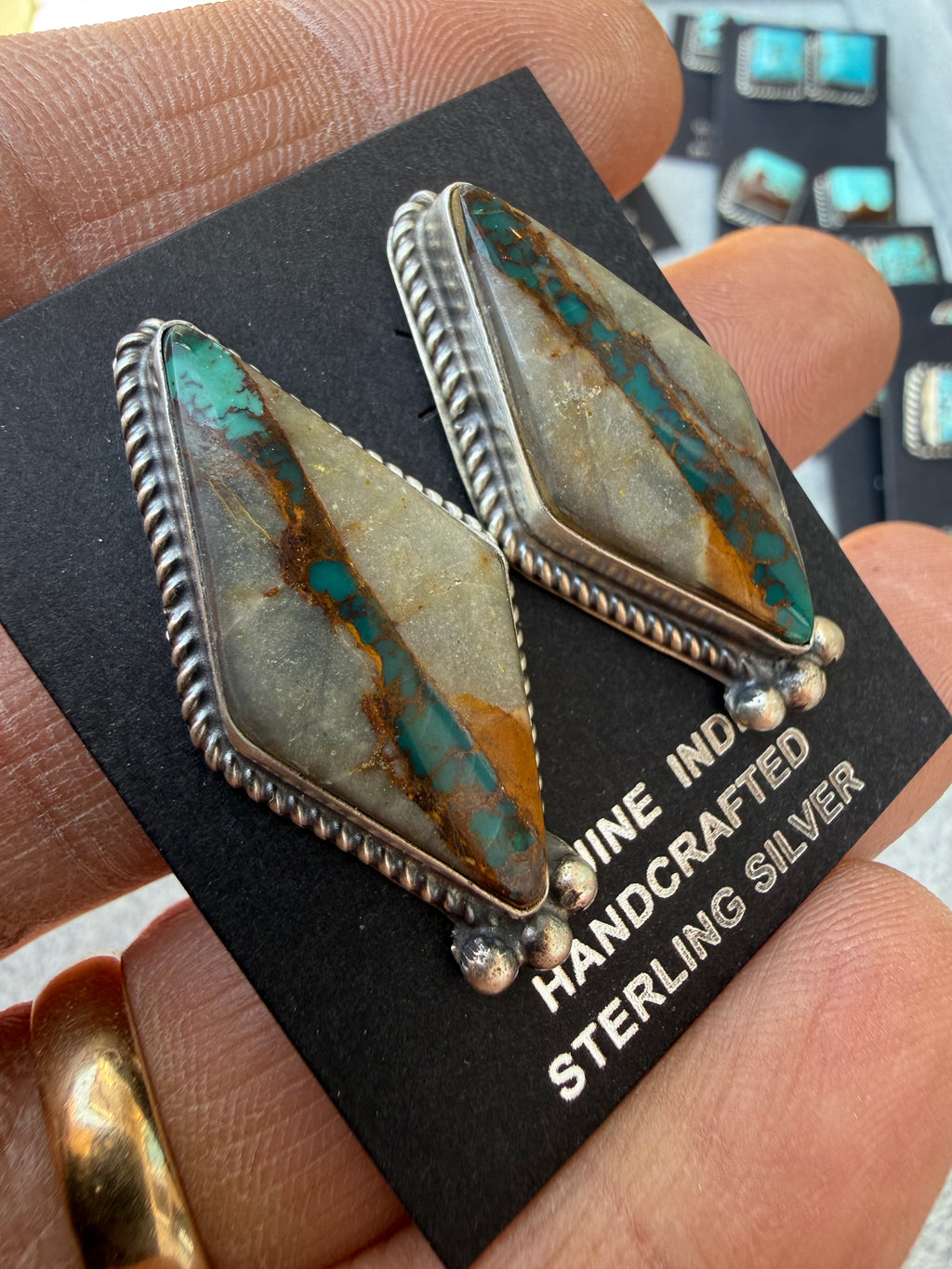 Judith Dixon Navajo Royston Ribbon Turquoise Stud Earrings