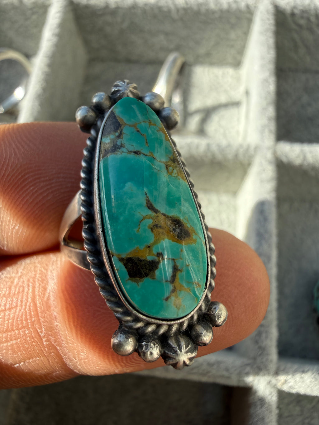 Freda Martinez Navajo Mine #8 Turquoise Ring Size 8