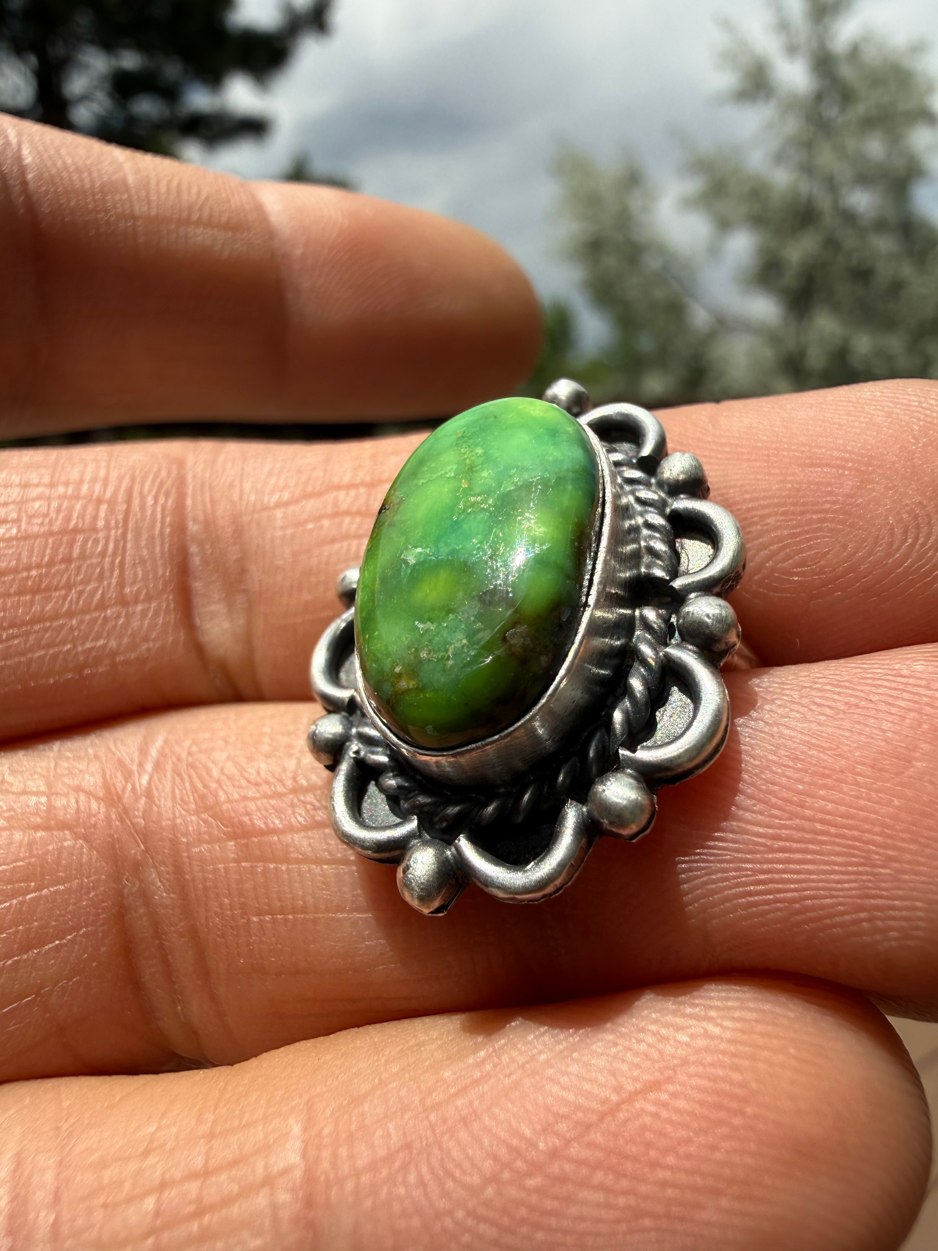 Freda Martinez Navajo Kingman Turquoise Ring SZ 6