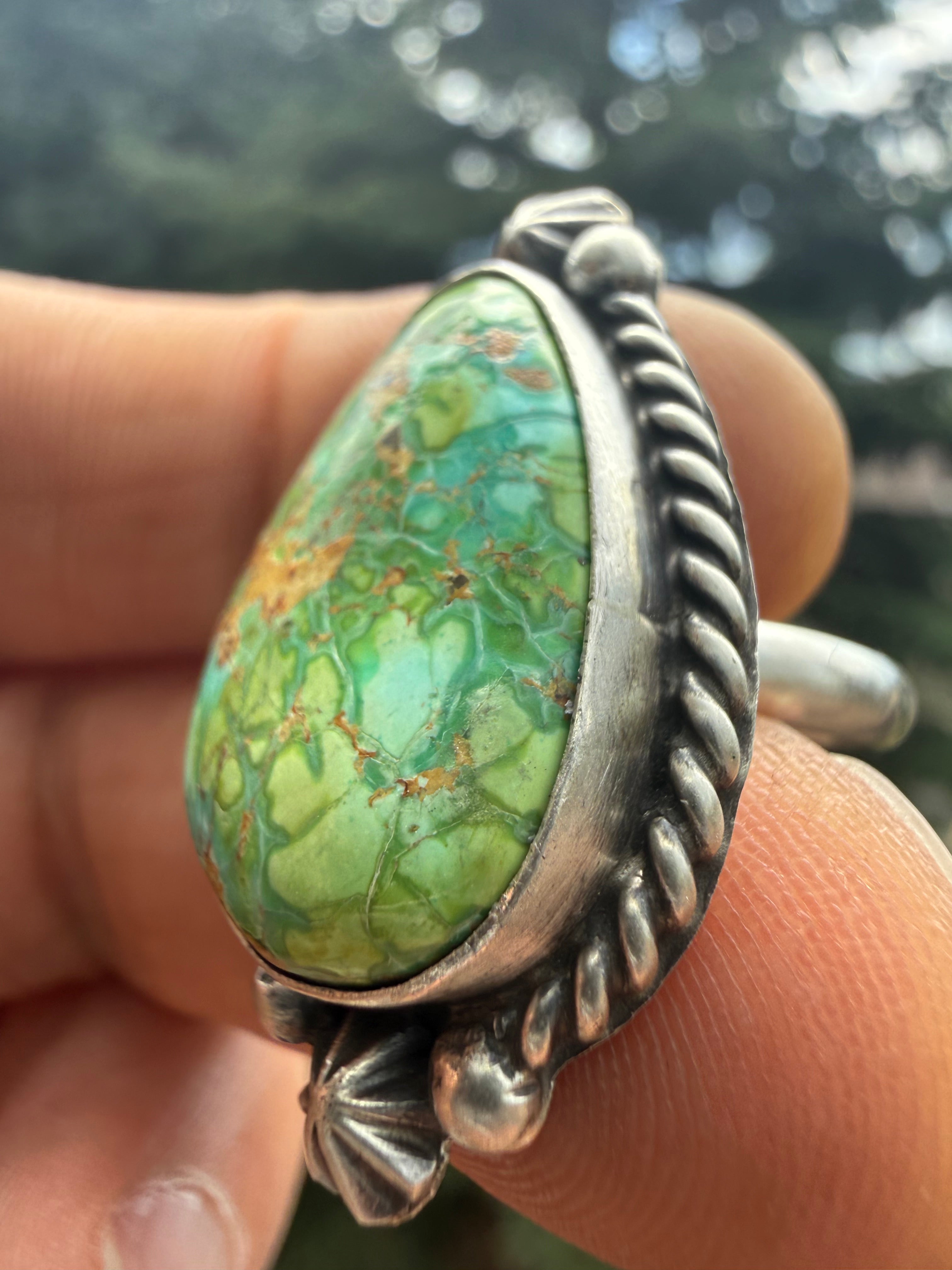 Johnny Dixon Navajo Sonoran Gold Turquoise Ring Size Adjustable