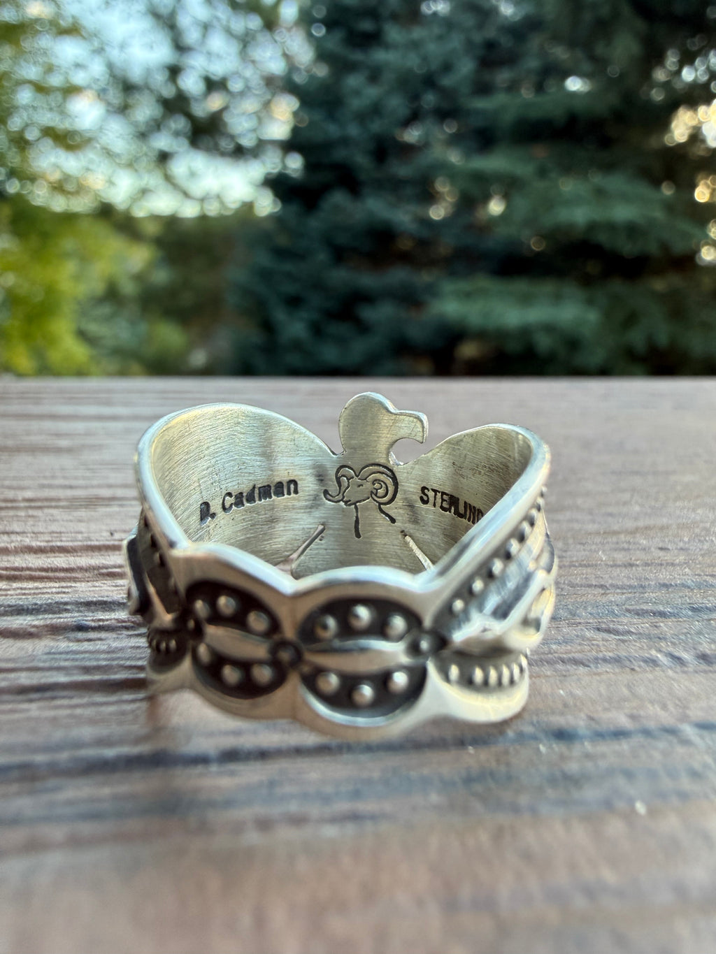 Darrell Cadman Handmade Navajo Thunderbird Ring SZ 8