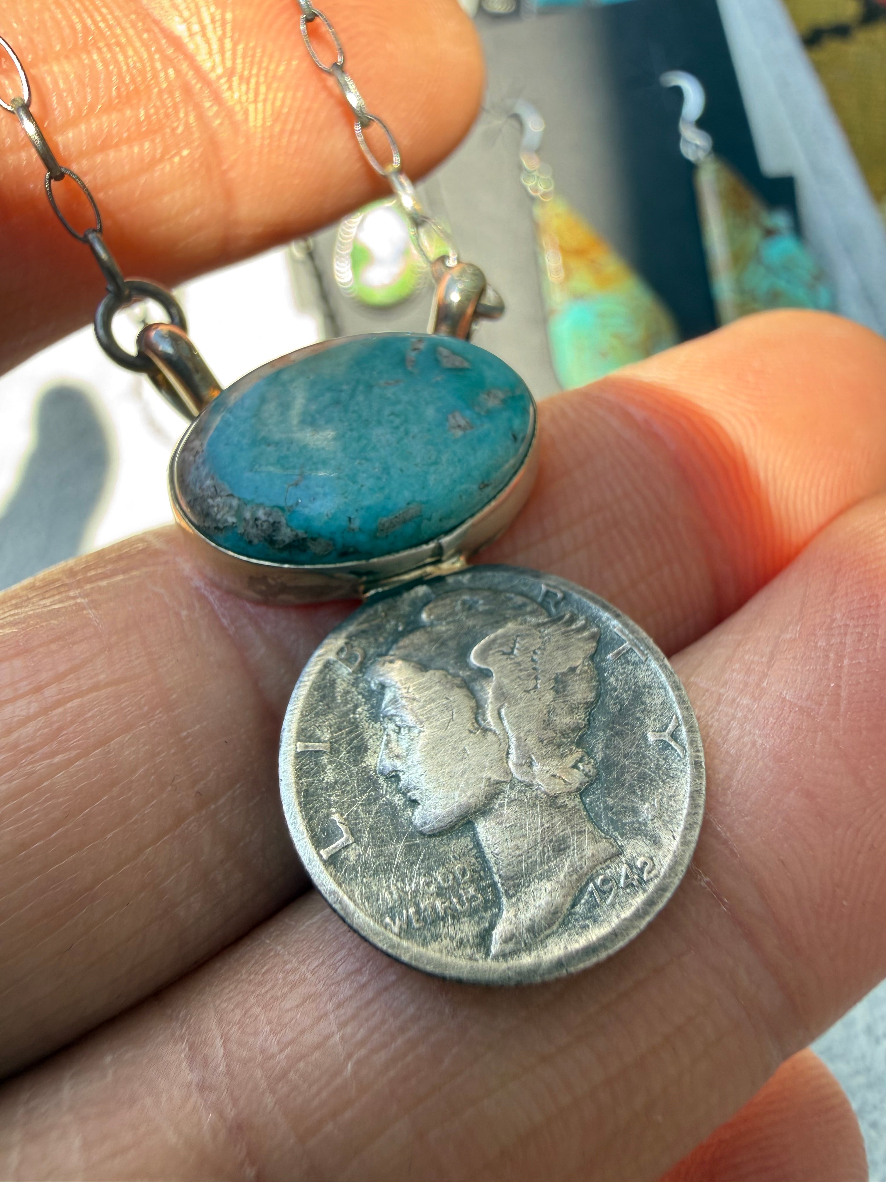 Keith Henry Navajo Whitewater Turquoise Necklace 18”