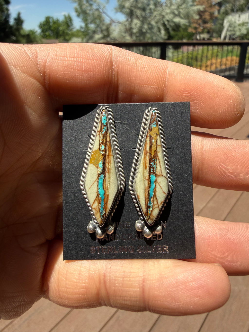Judith Dixon Navajo Royston Ribbon Turquoise Stud Earrings