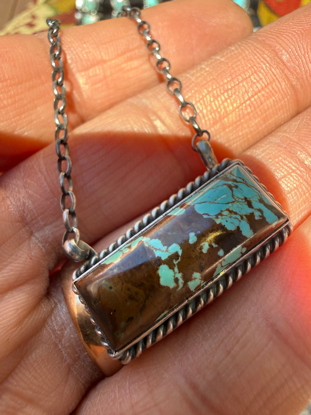 Johnny Dixon Navajo #8 Turquoise Necklace 16”