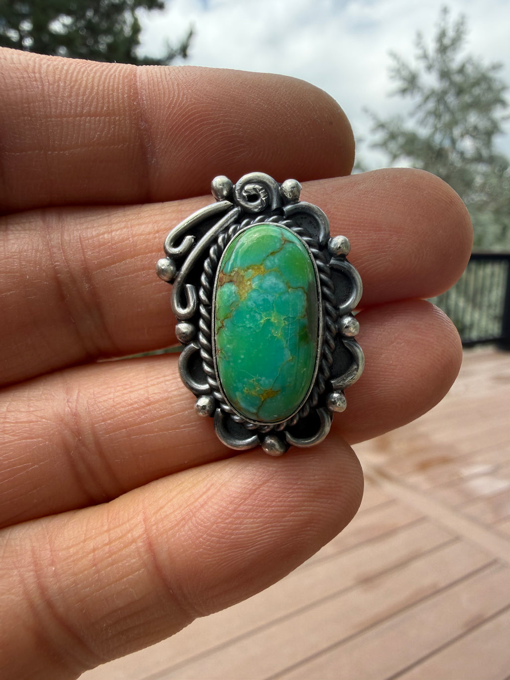 Freda Martinez Navajo Kingman Turquoise Ring SZ 7.5
