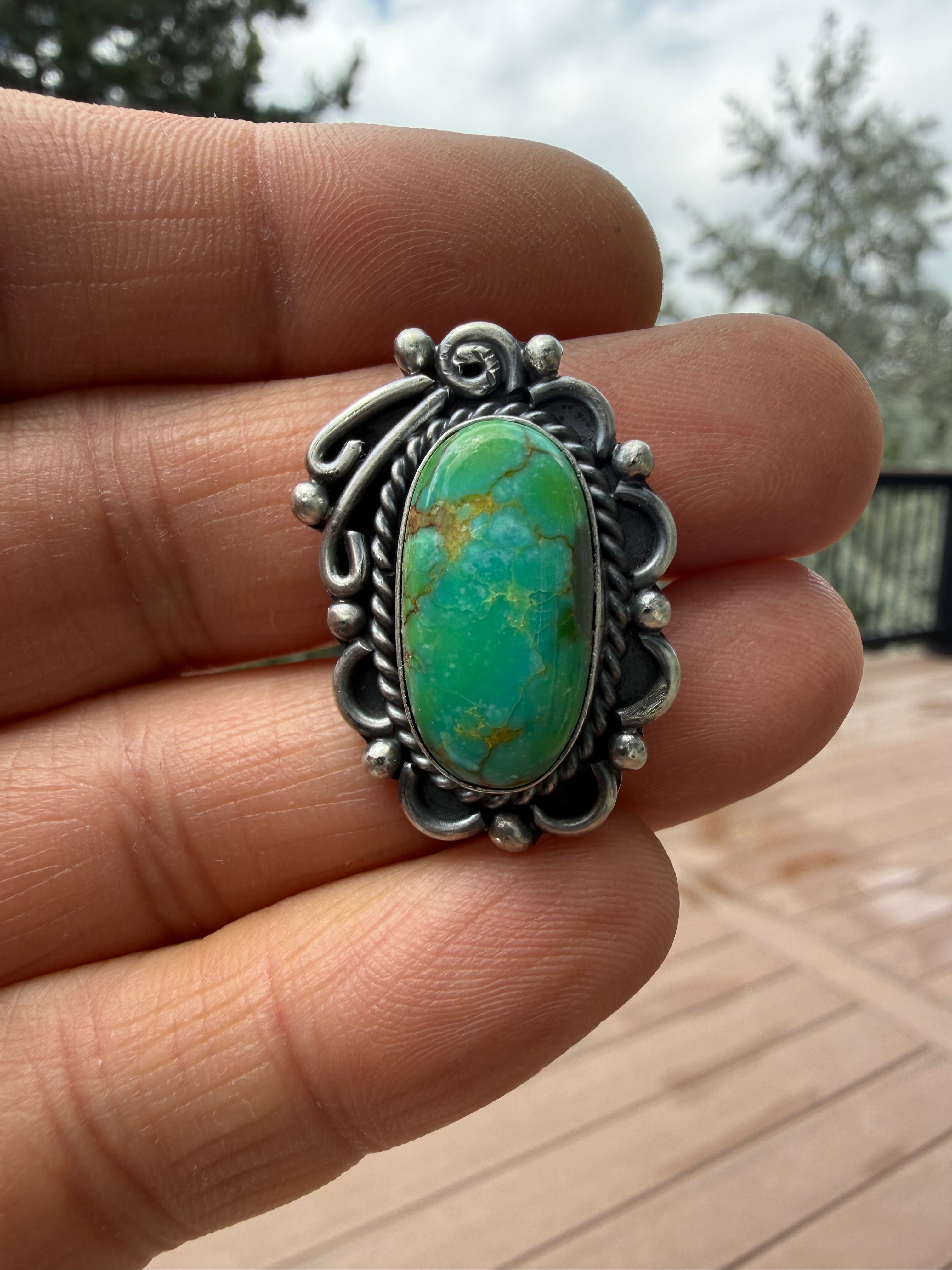 Freda Martinez Navajo Kingman Turquoise Ring SZ 7.5