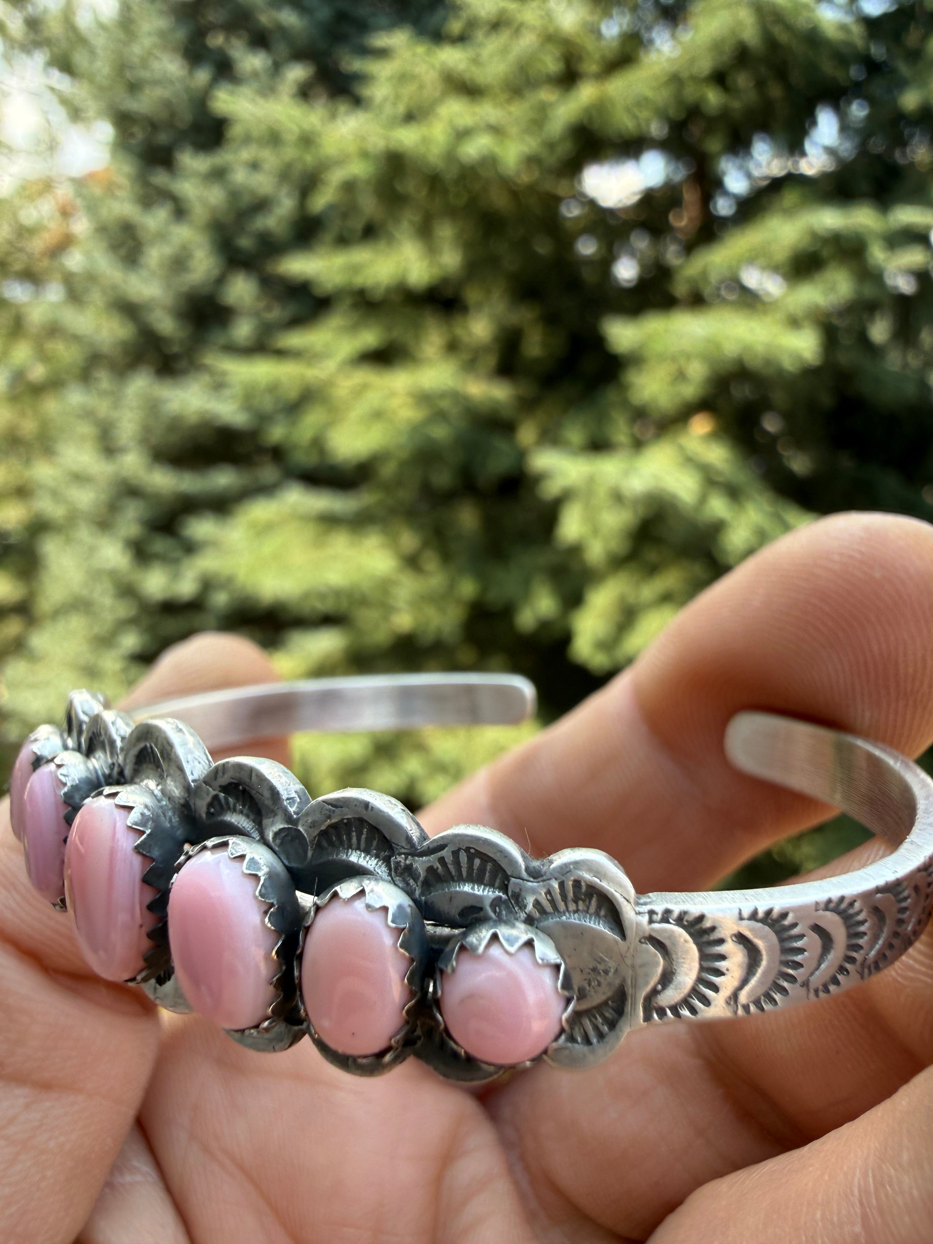 Russell Sam Navajo Pink Conch Cuff Size 6.5