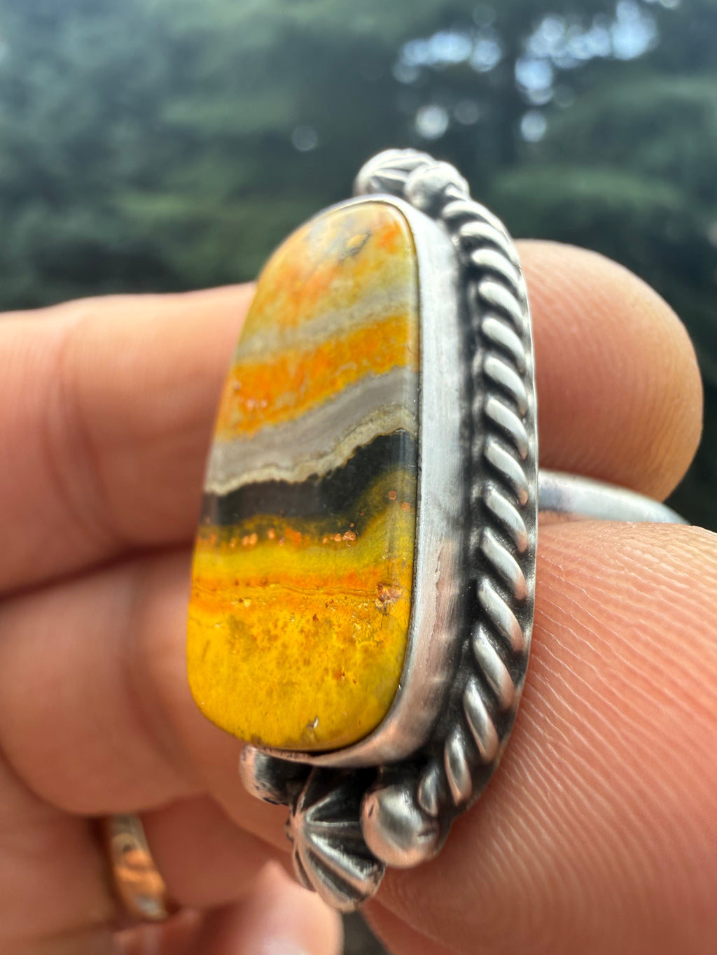 Johnny Dixon Navajo Bumblebee Jasper Ring Size Adjustable
