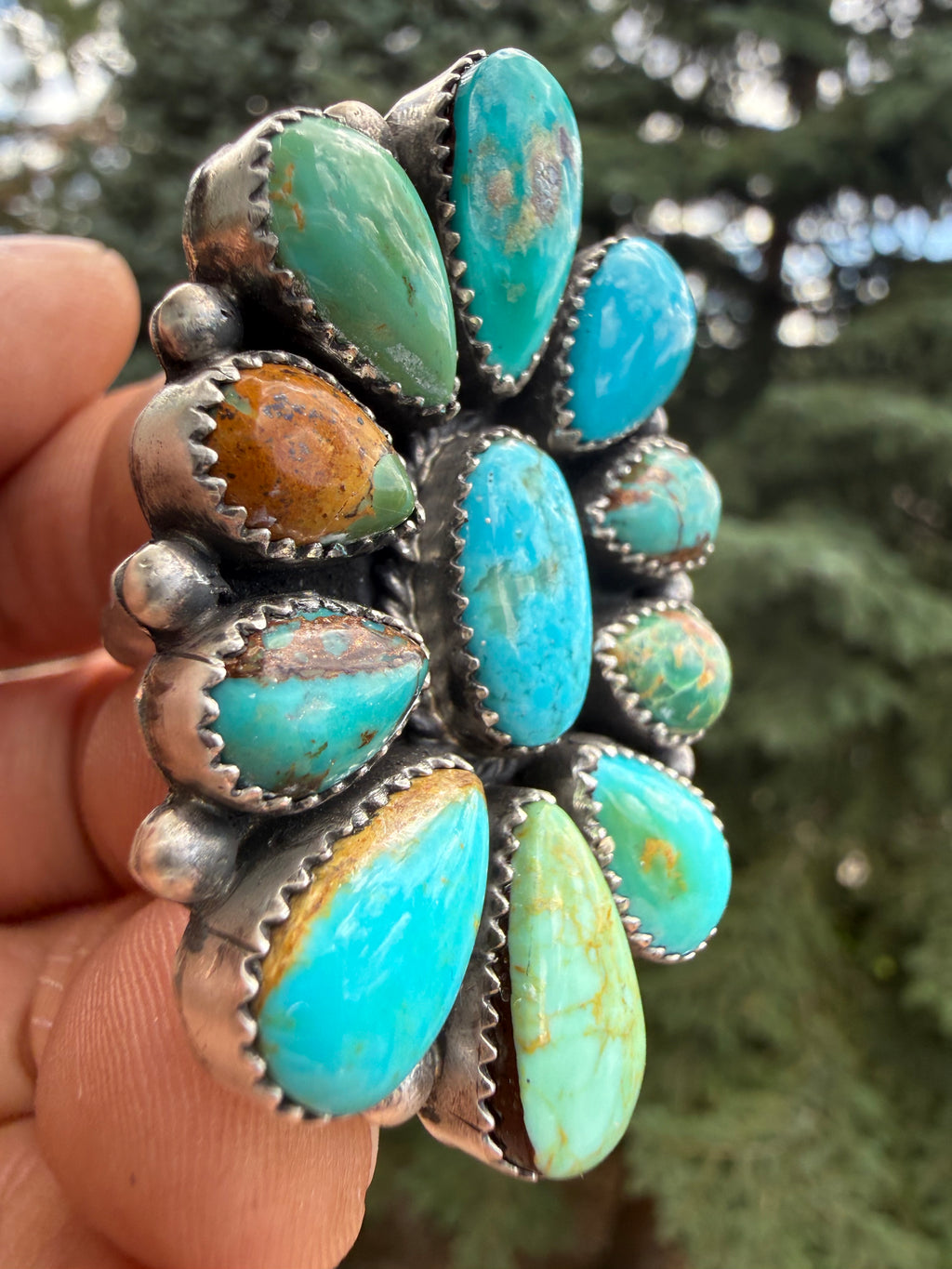 Annie Spencer Royston Turquoise Cluster Ring Size Adjustable