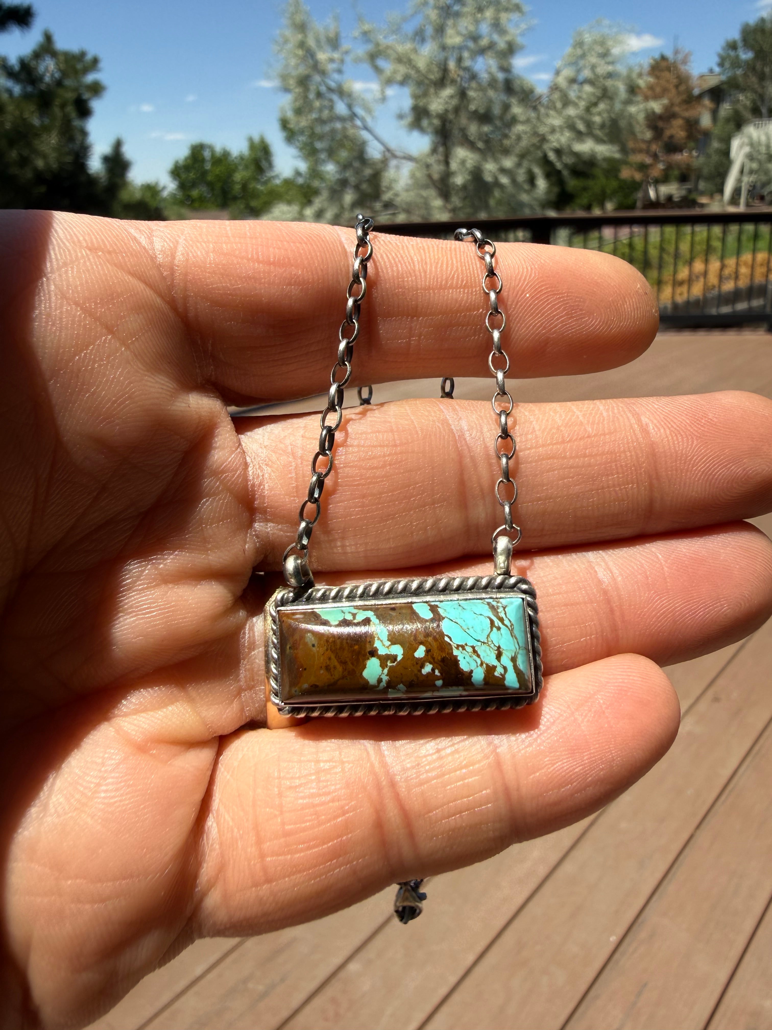 Johnny Dixon Navajo #8 Turquoise Necklace 16”
