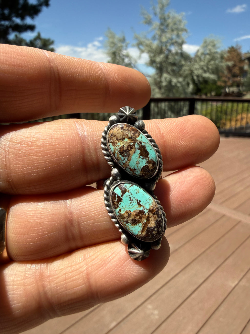 Johnny Dixon Navajo #8 Turquoise Ring SZ Adjustable