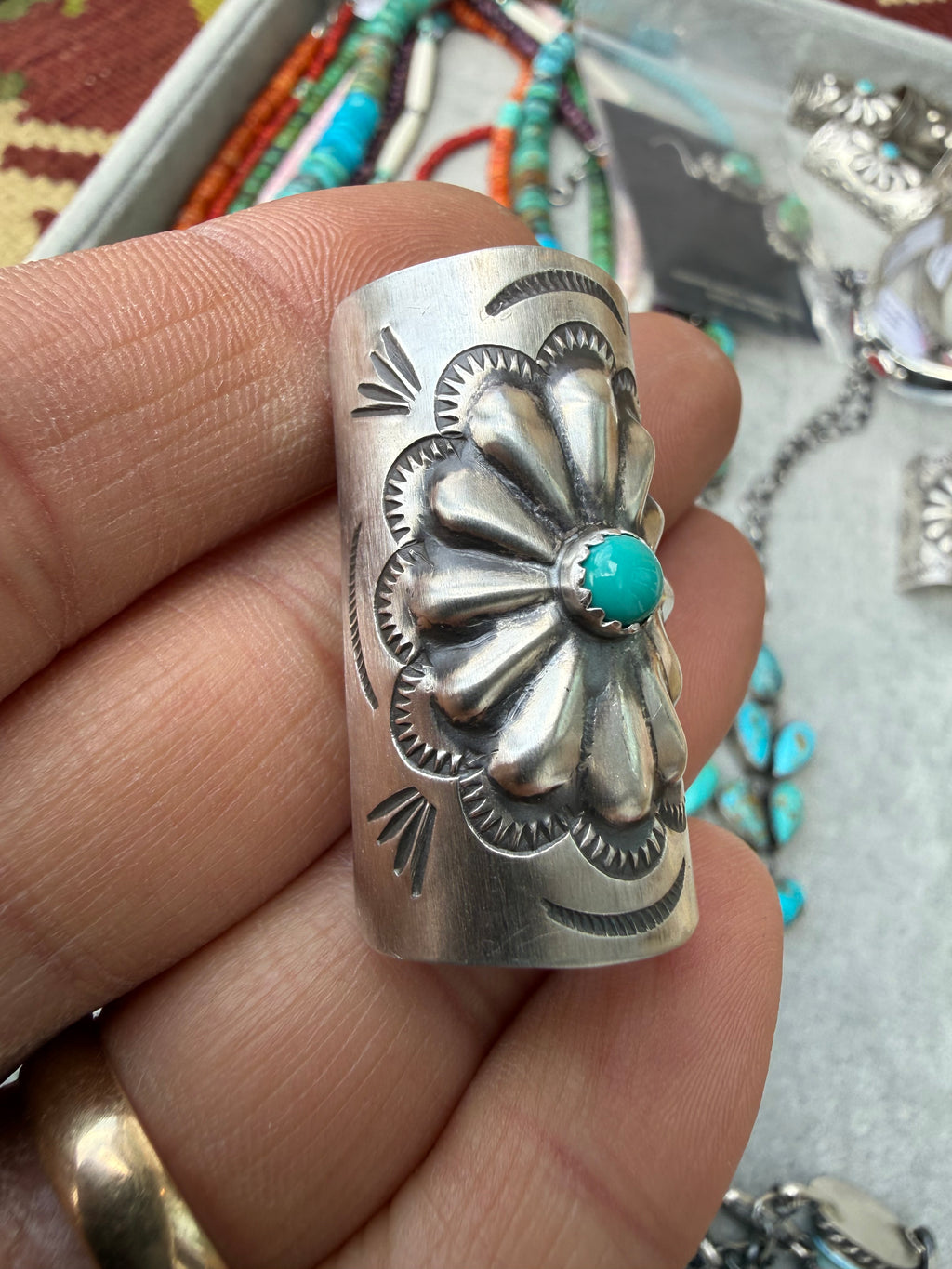 Joan Begay Navajo Turquoise Hair Ponytail Cuff