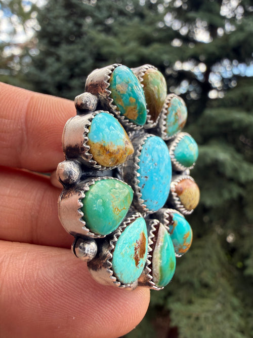 Annie Spencer Royston Turquoise Cluster Ring Size Adjustable