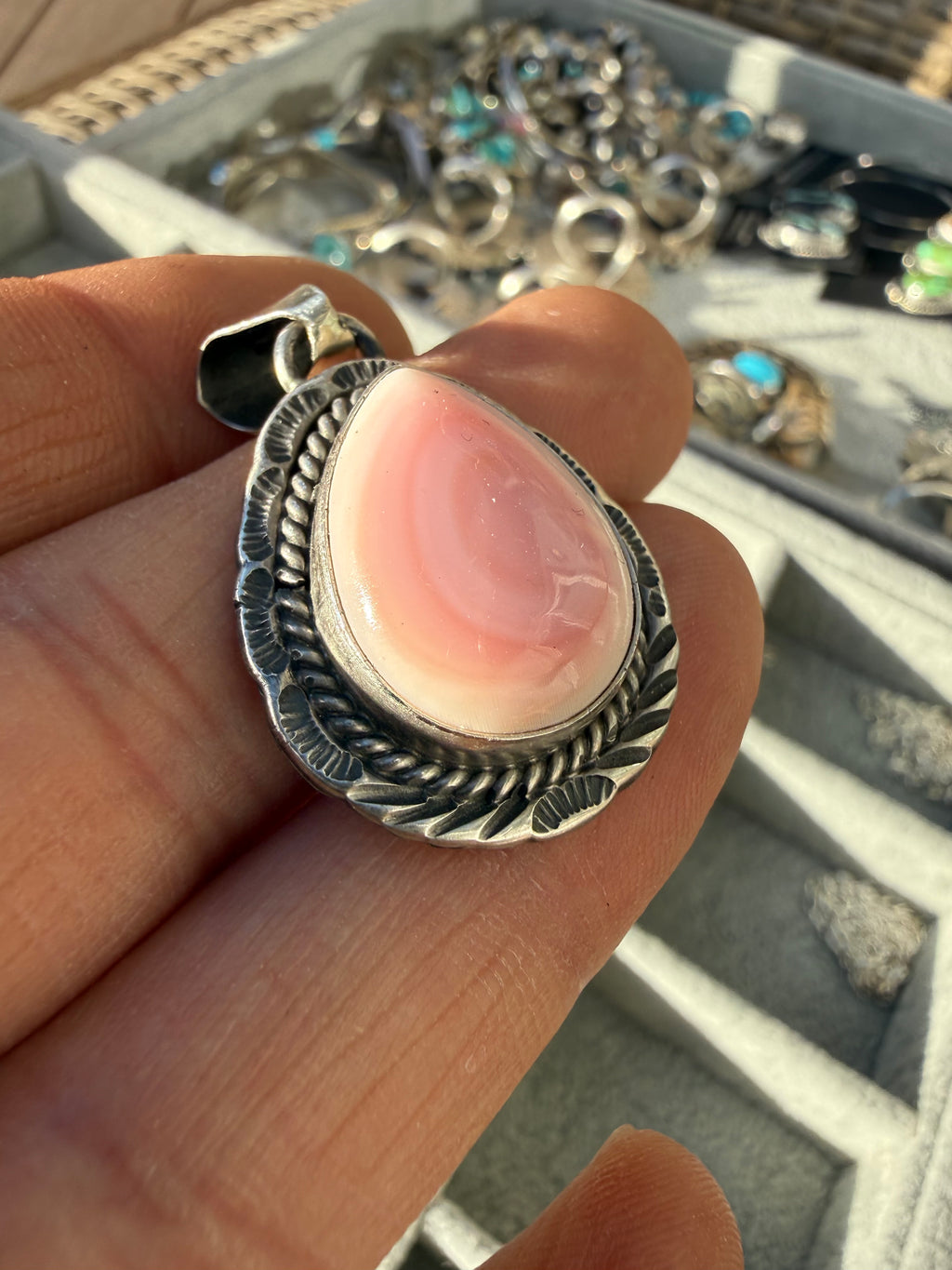 Freda Martinez Navajo Pink Conch Pendant