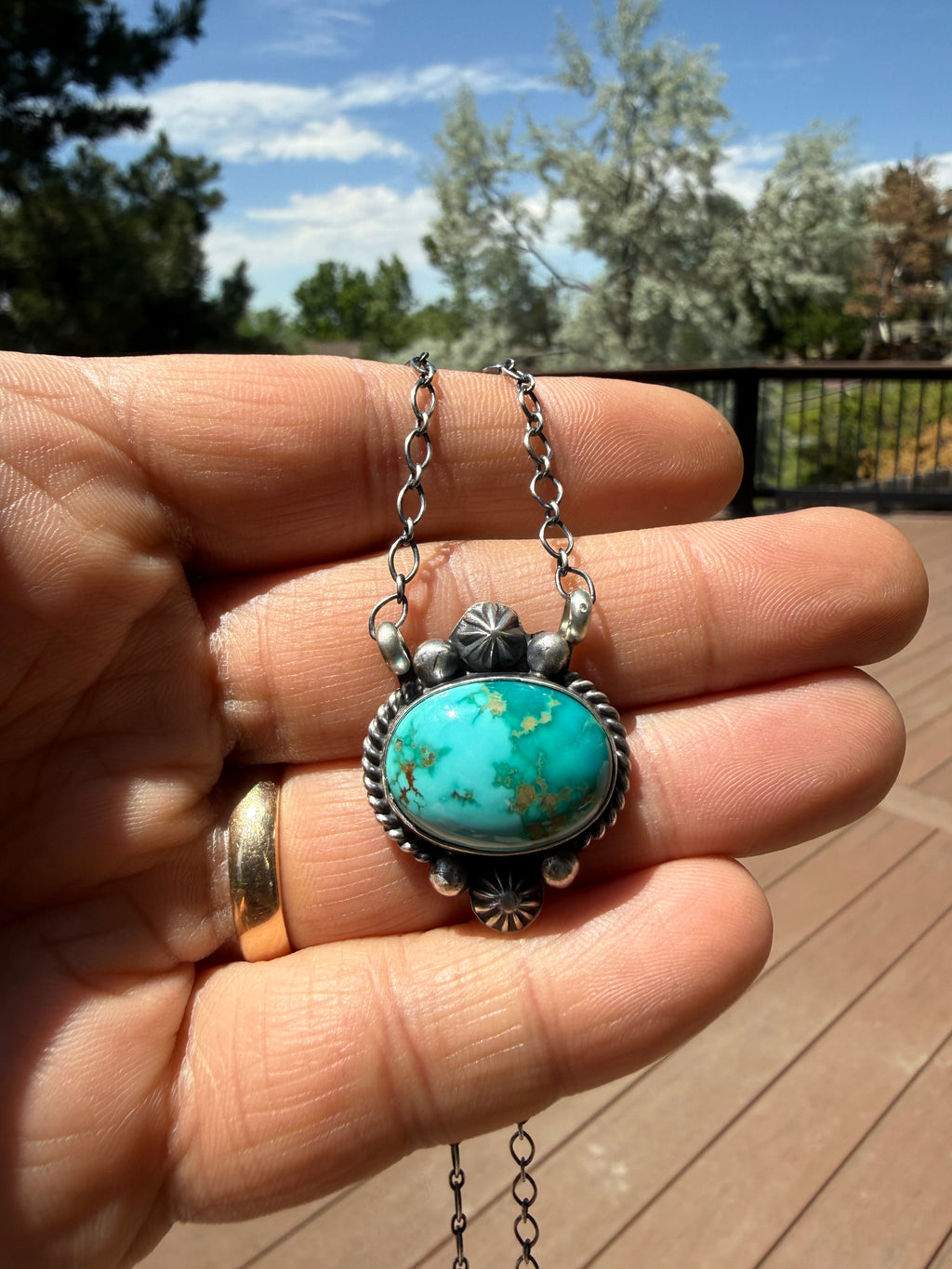 Myron Begay Navajo Royston Turquoise Necklace 18”