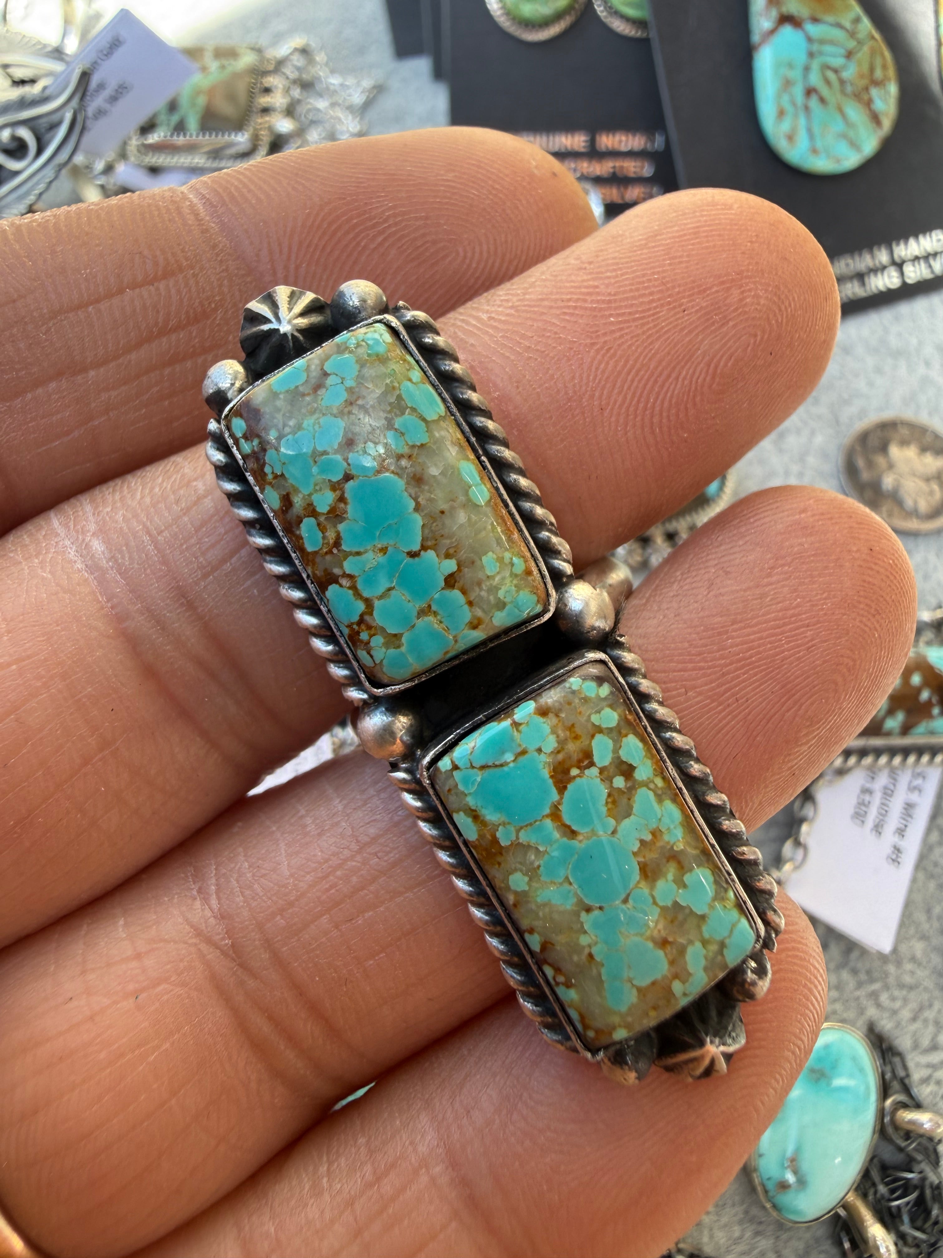 Johnny Dixon Navajo #8 Turquoise Ring SZ Adjustable