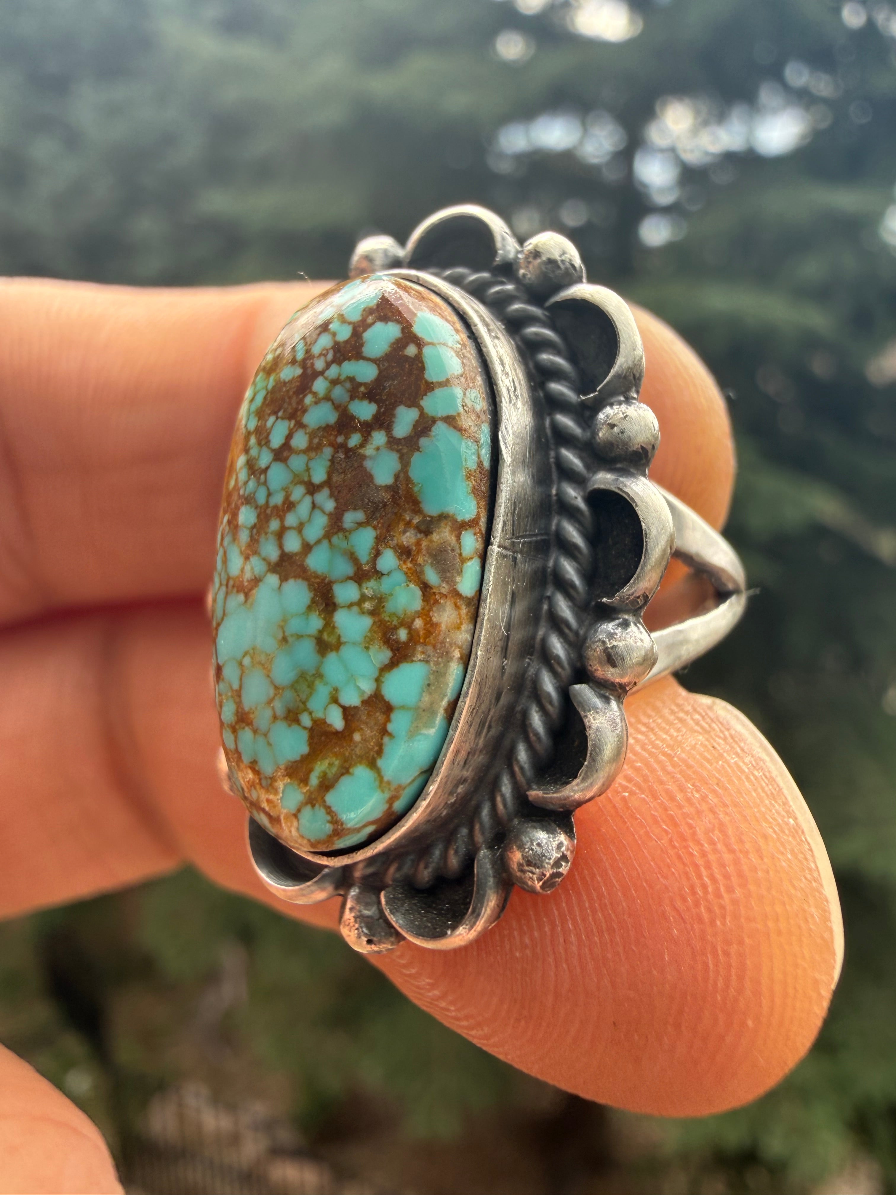 Freda Martinez Navajo Mine #8 Turquoise Ring Size 8.5