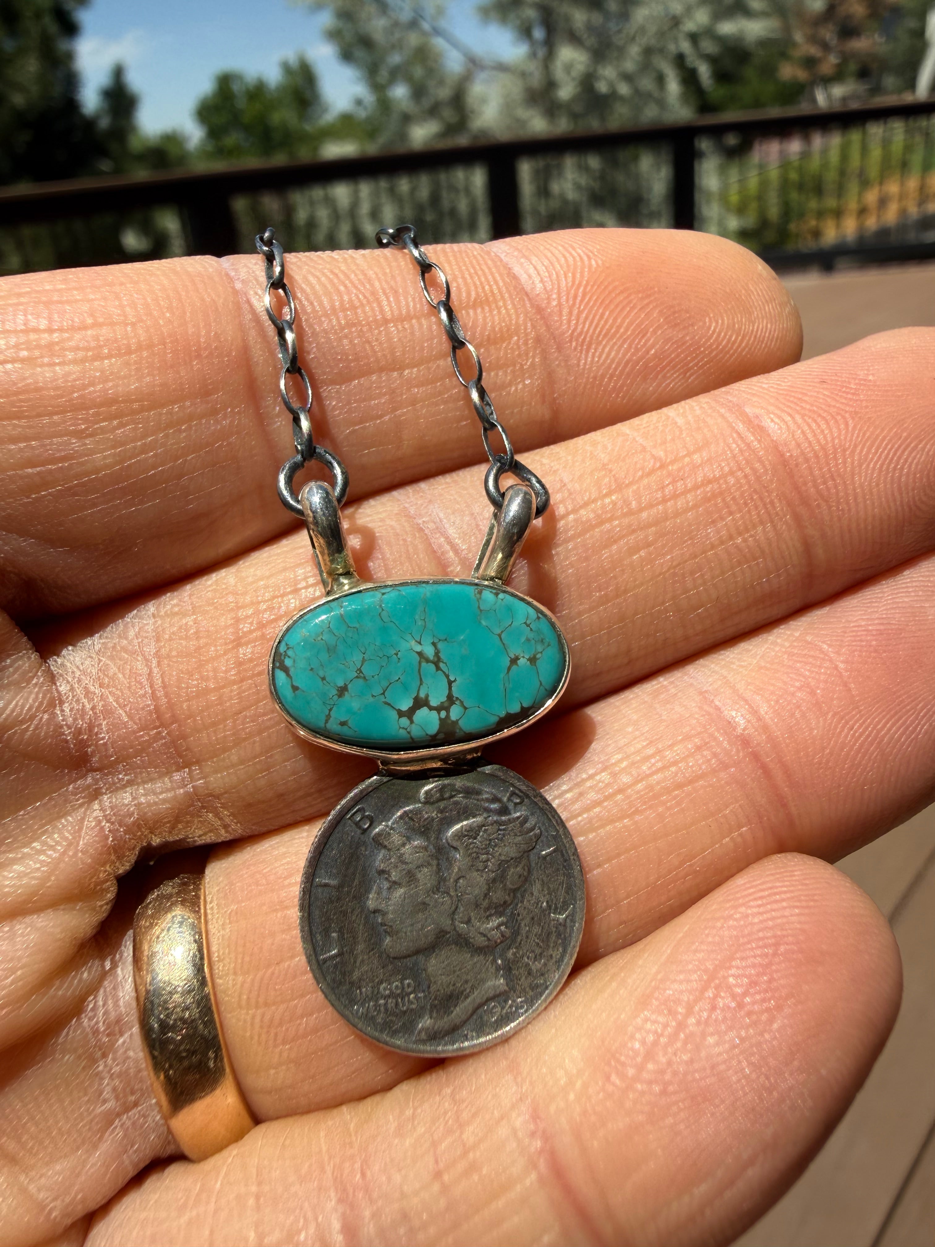 Keith Henry Navajo Carico Lake Turquoise Necklace 18”