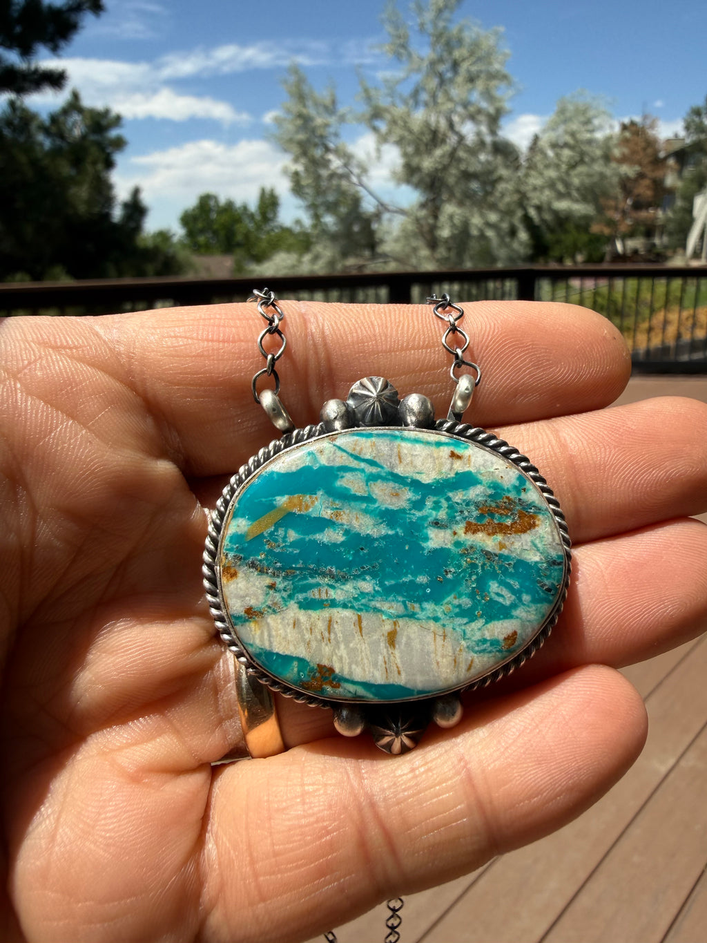 Myron Begay Navajo Royston Ribbon Turquoise Necklace 18”